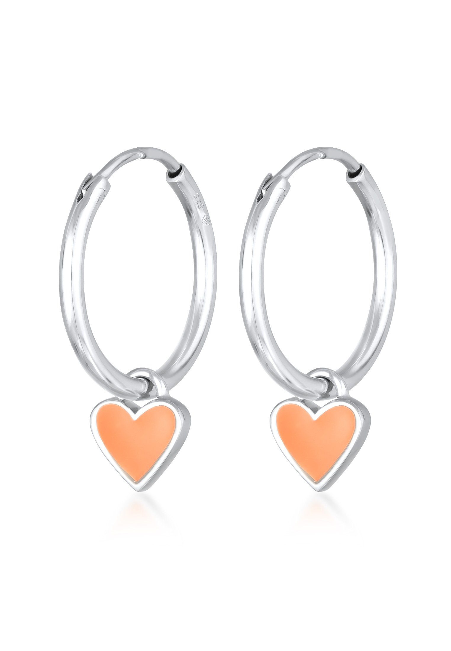 Elli Paar Creolen Creolen Herz Love Emaille 925 Silber, Herz
