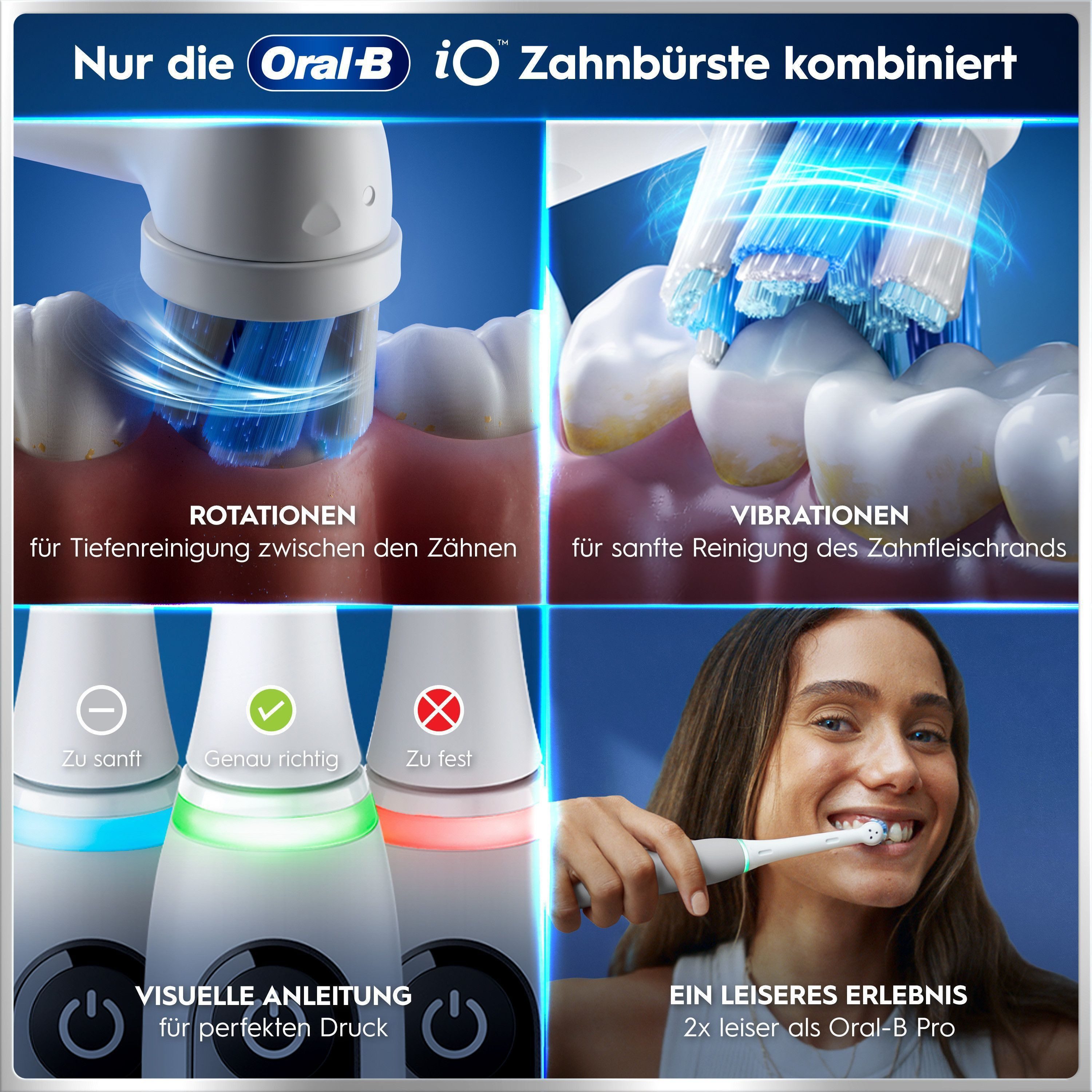 Oral-B Elektrische Zahnbürste iO 6, Aufsteckbürsten: 2 St., mit Magnet-Technologie, Display, 5 Putzmodi, Reiseetui – Bild 5 von 5