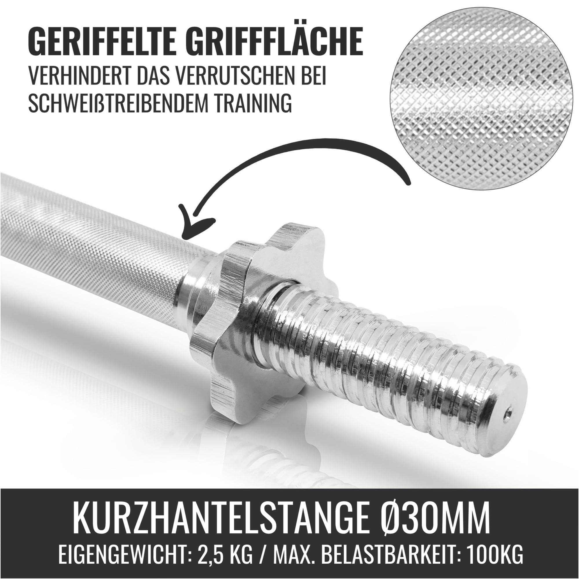 GORILLA SPORTS Kurzhantel Kurzhantelset Gusseisen Gripper kg Silber 30 Schwarz