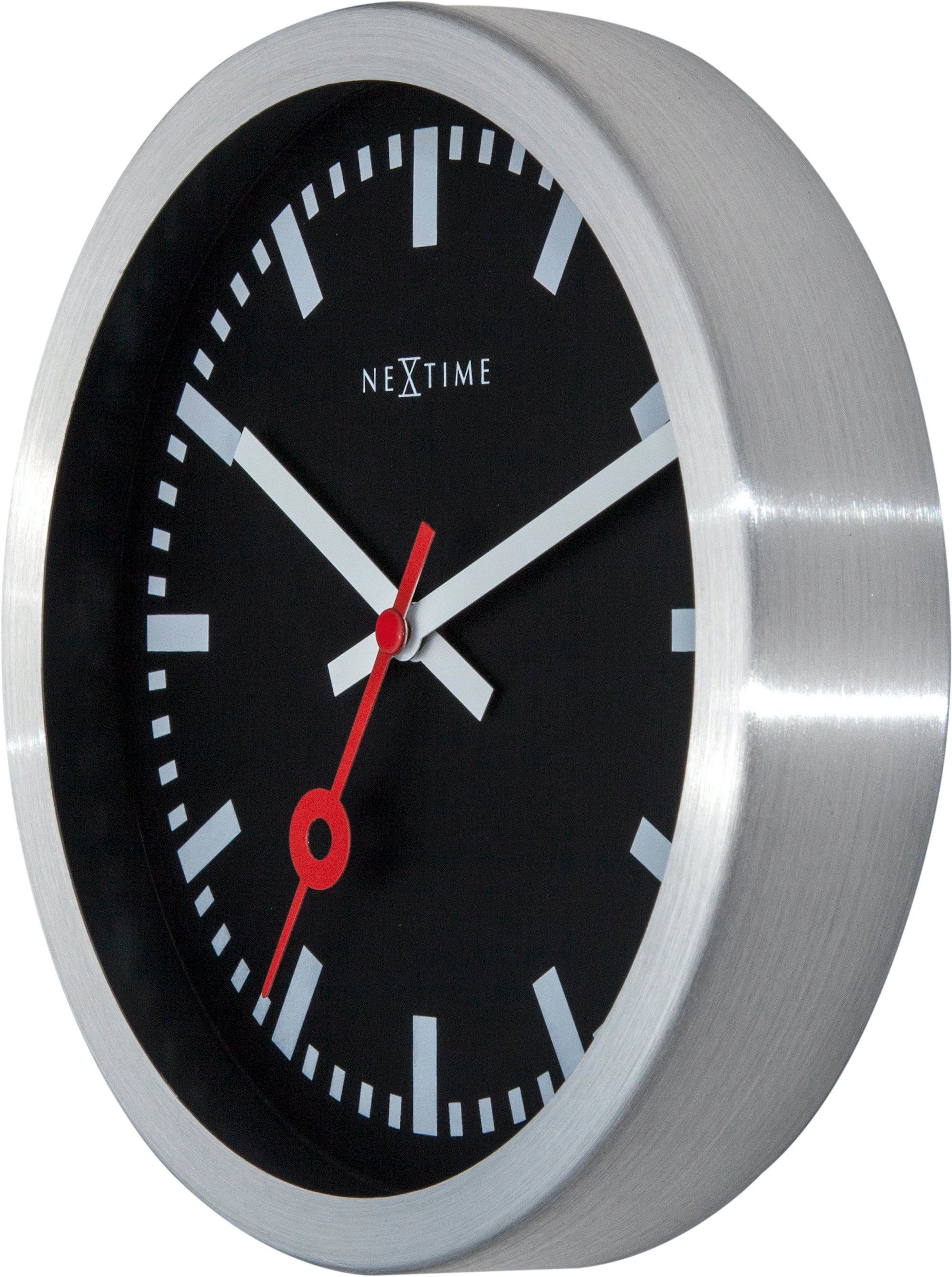 Wanduhr schwarz (im Bahnhofsuhr NEXTIME Design) ikonischen 3998