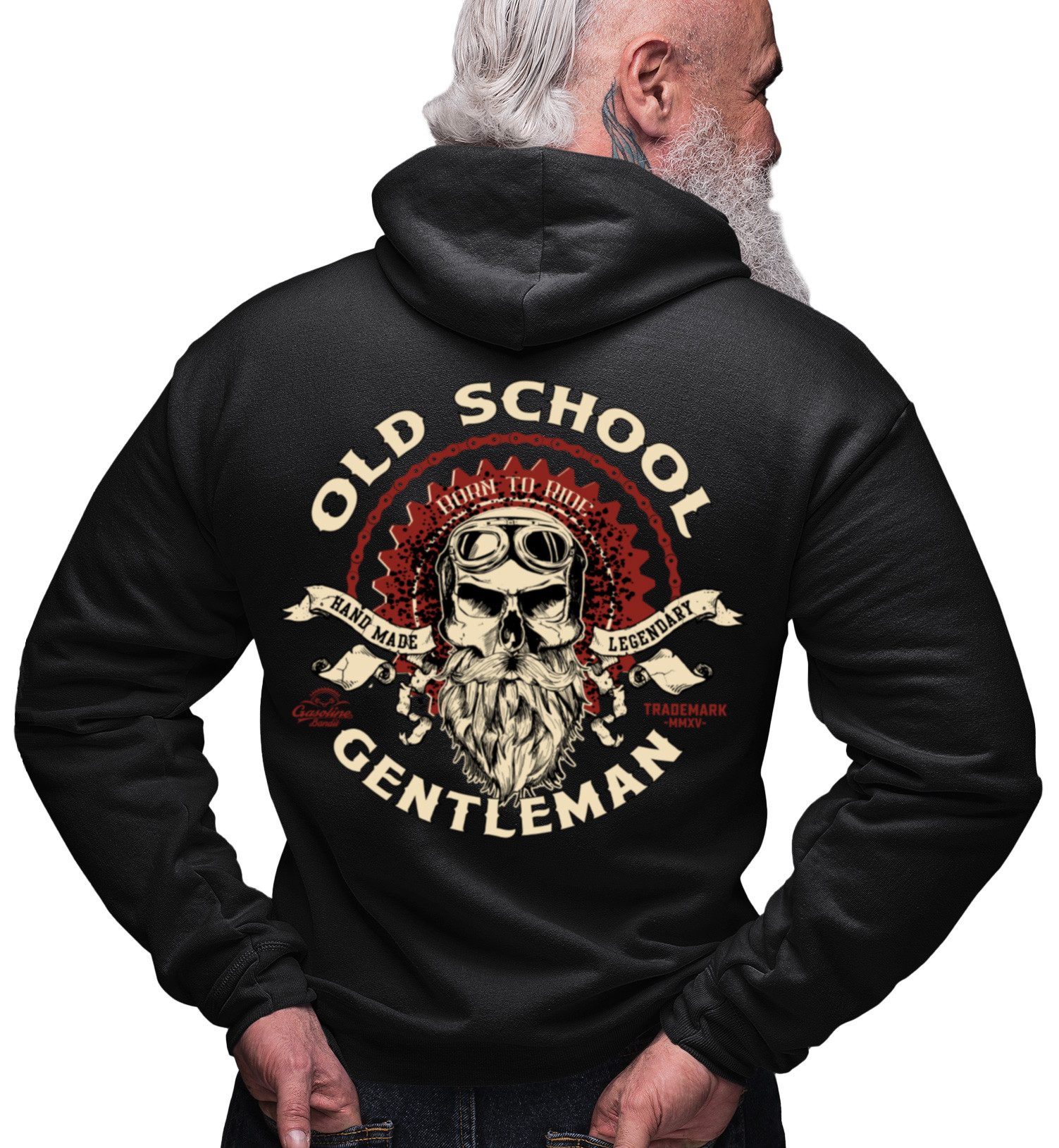 Kapuzensweatjacke für Motorradfahrer und Oldtimer Fans: Old School Gentleman