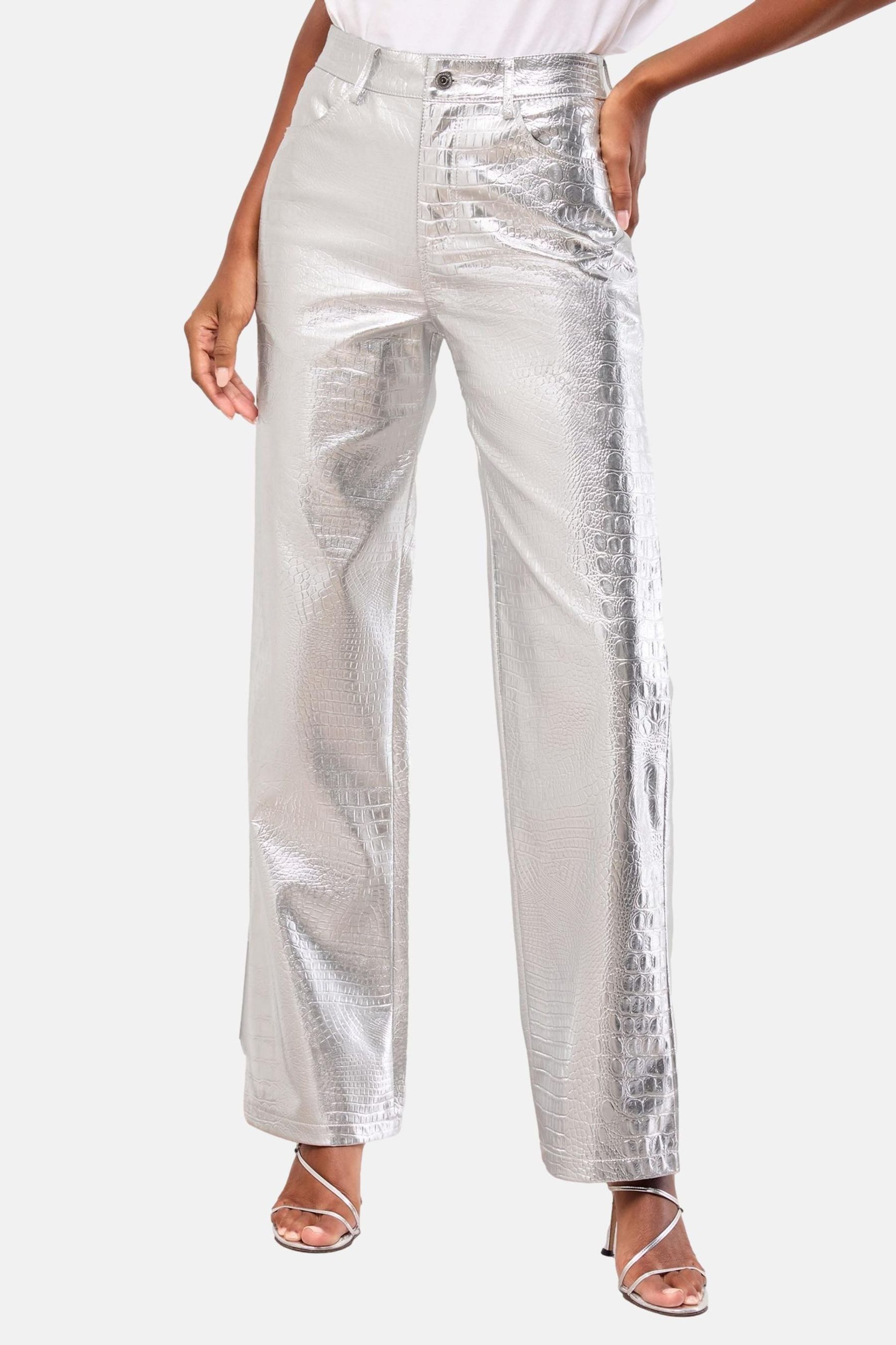 Silver Croc Faux Leather