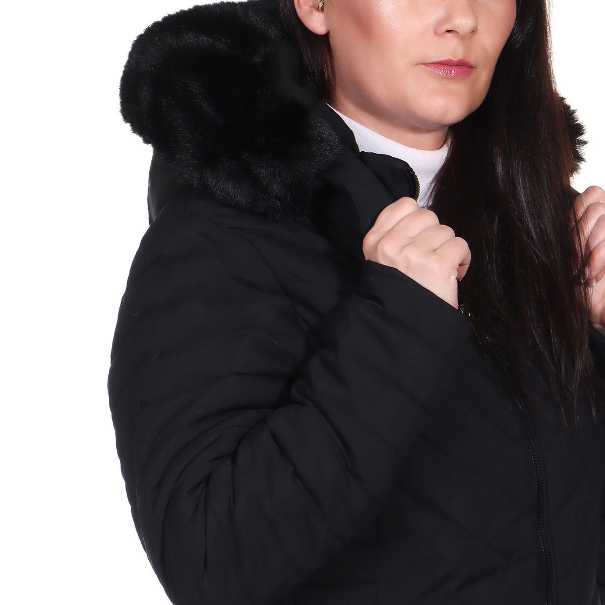 Aurela Damenmode Steppjacke Damen Outdoor Jacke mit Teddyfell - LH105 - mit Kapuze mit Teddyfell