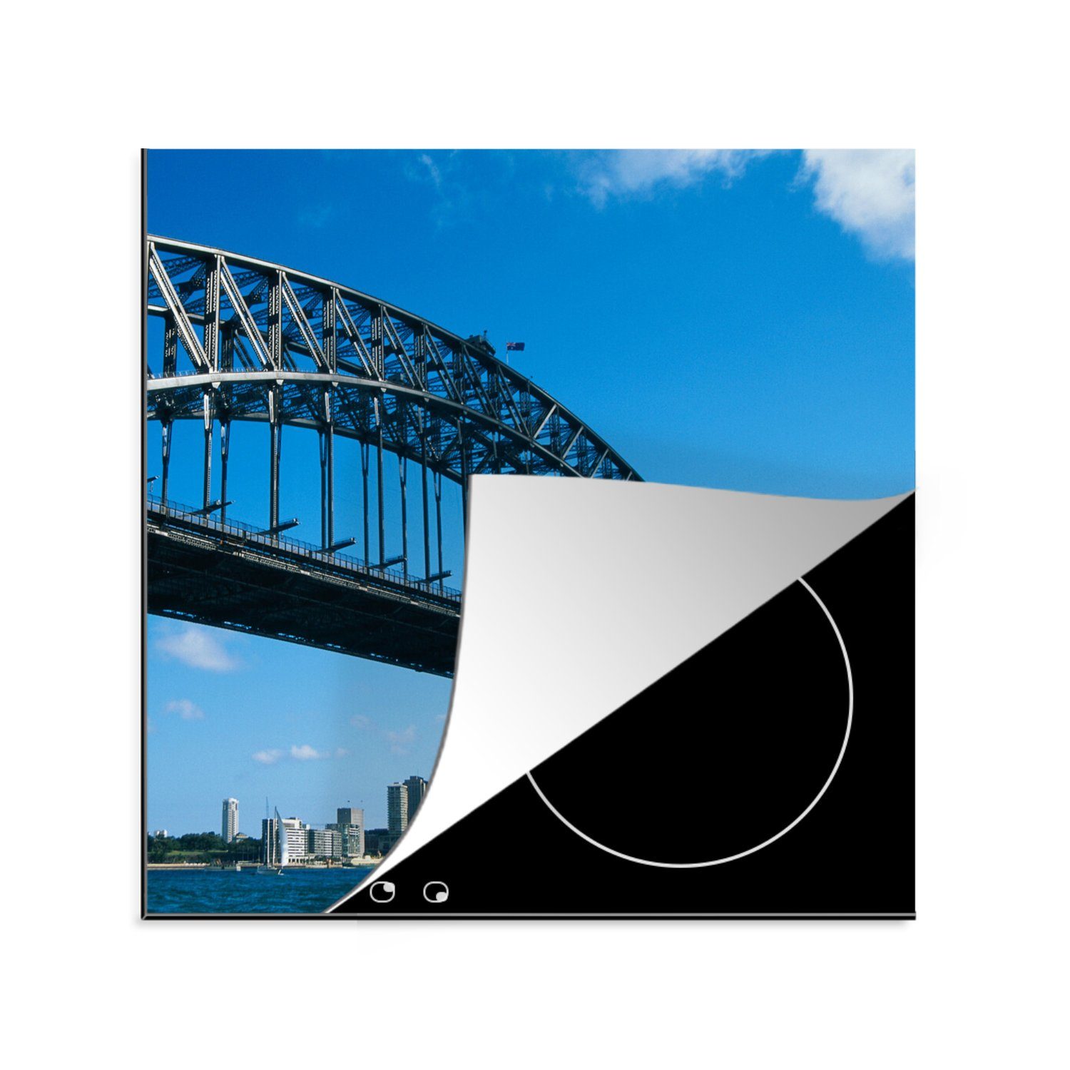 Australien, tlg), Bridge Sydney Herdblende-/Abdeckplatte MuchoWow (1 cm, für küche 78x78 Arbeitsplatte Ceranfeldabdeckung, in Vinyl, Harbour