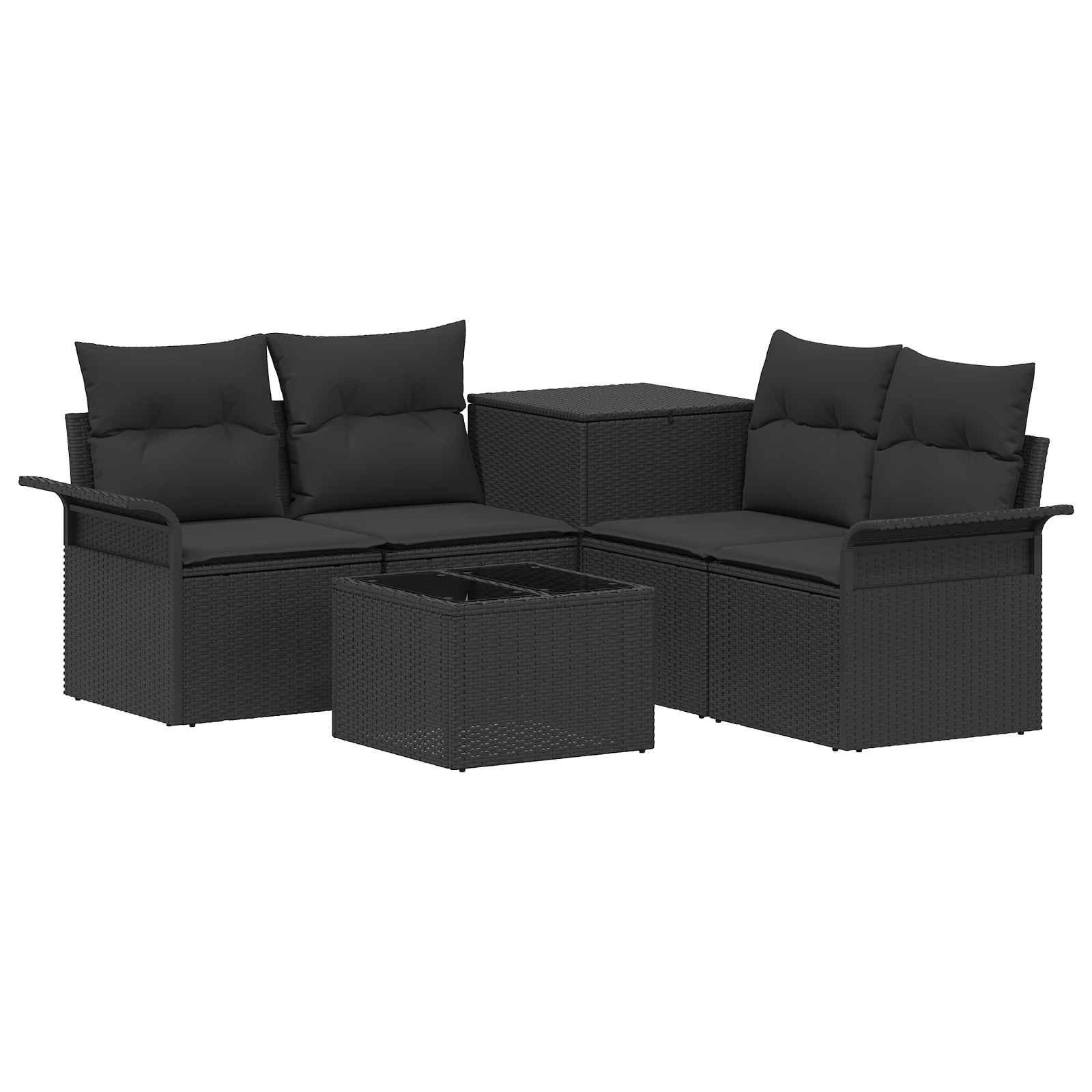 vidaXL Loungesofa Sofa Set 6 stk. 4-Sitzanzahl Schwarz Polyrattan und Stahl, 6 Teile