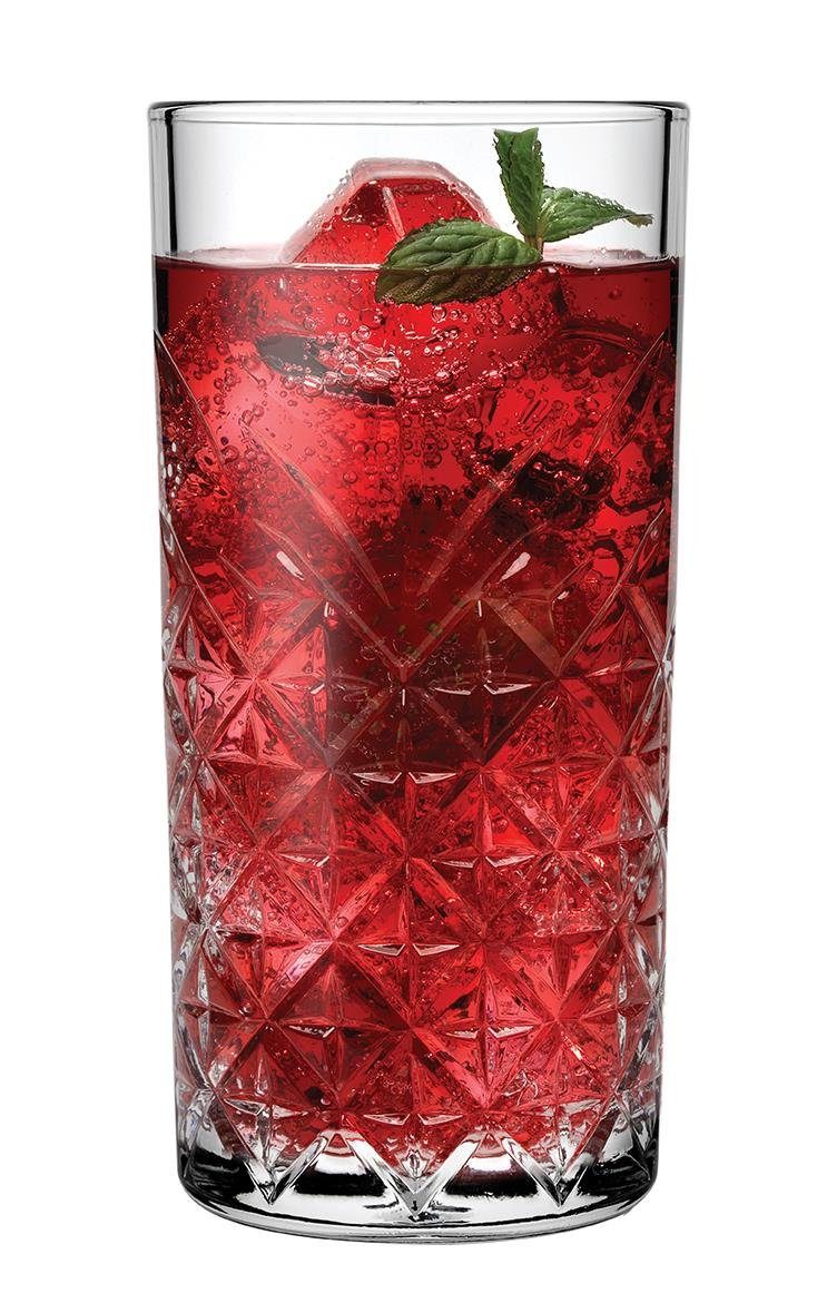 Pasabahce Gläser-Set Longdrink Cocktail Gläser Set 450 ml, Retro-Design, Glas, schwere Qualität, Kritall Look