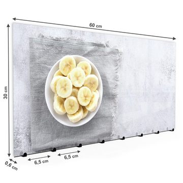 Primedeco Garderobenpaneel Magnetwand und Memoboard aus Glas Bananen in Schüssel