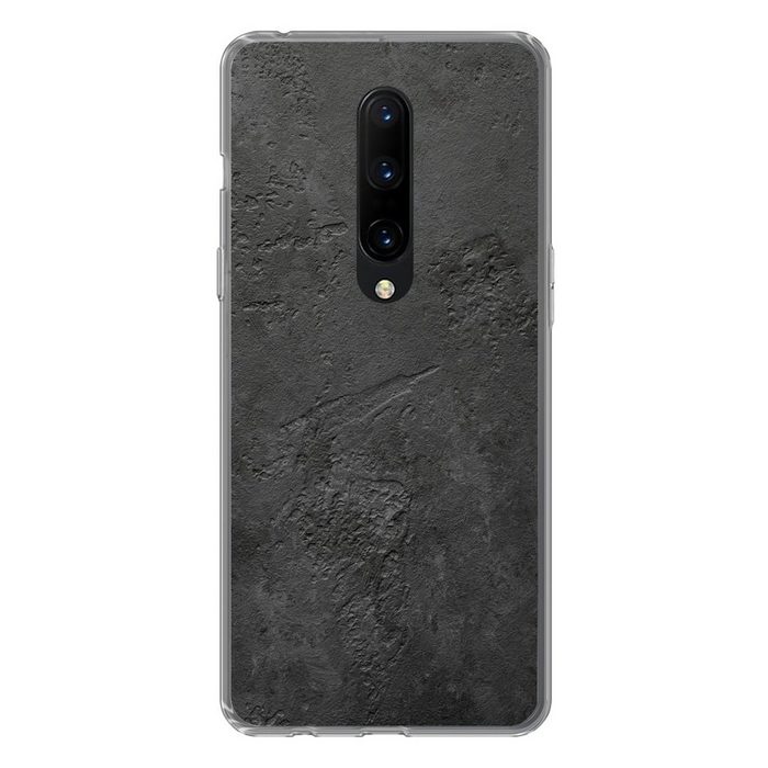 MuchoWow Handyhülle Beton - Strukturiert - Industriell - Schwarz - Grau Phone Case Handyhülle OnePlus 7 Pro Silikon Schutzhülle