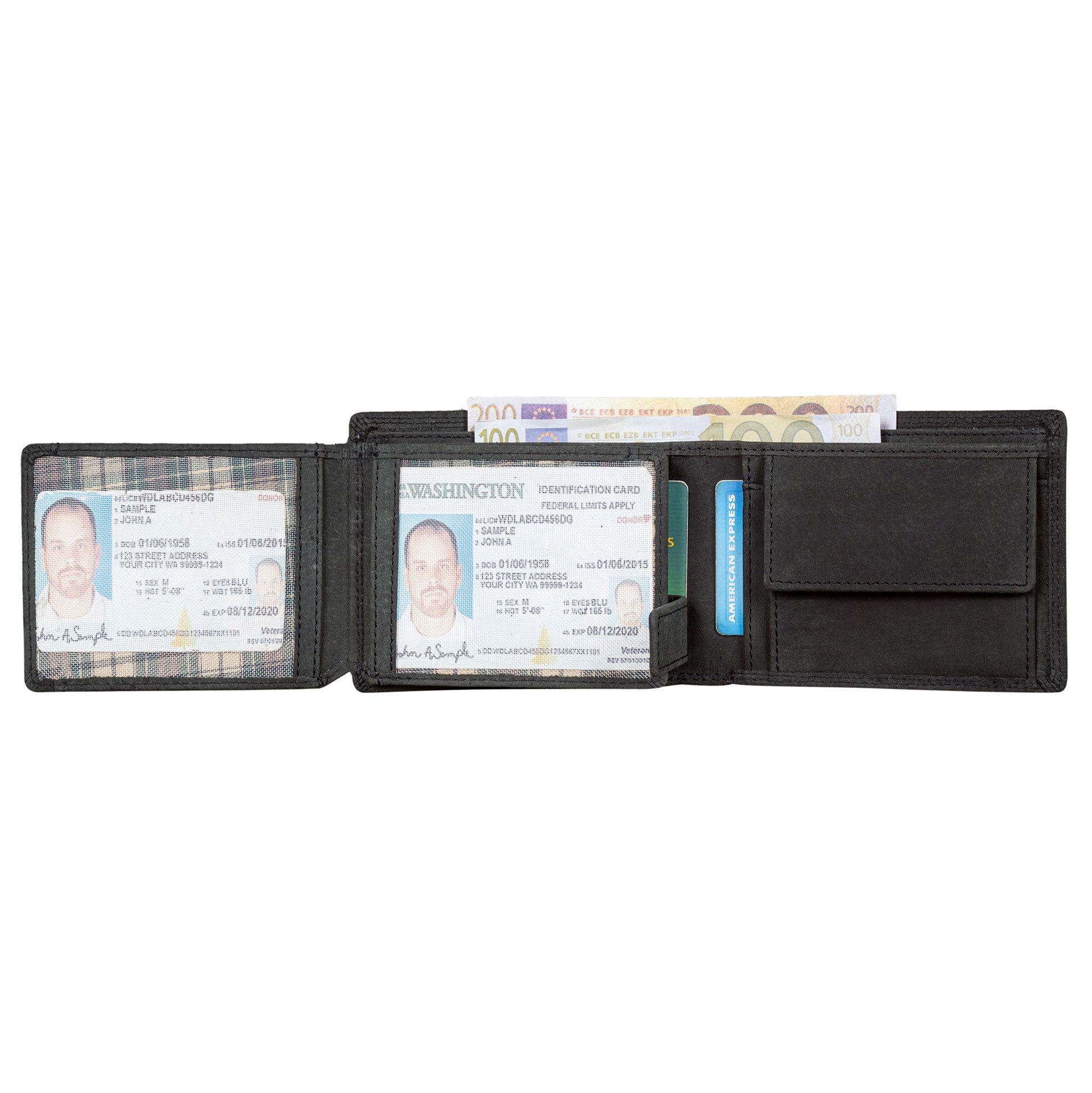 Benthill Geldbörse Herren Echt-Leder Geldbeutel RFID Großes Portemonnaie Männer Vintage, RFID-Schutz Kartenfächer Münzfach – Bild 3 von 5