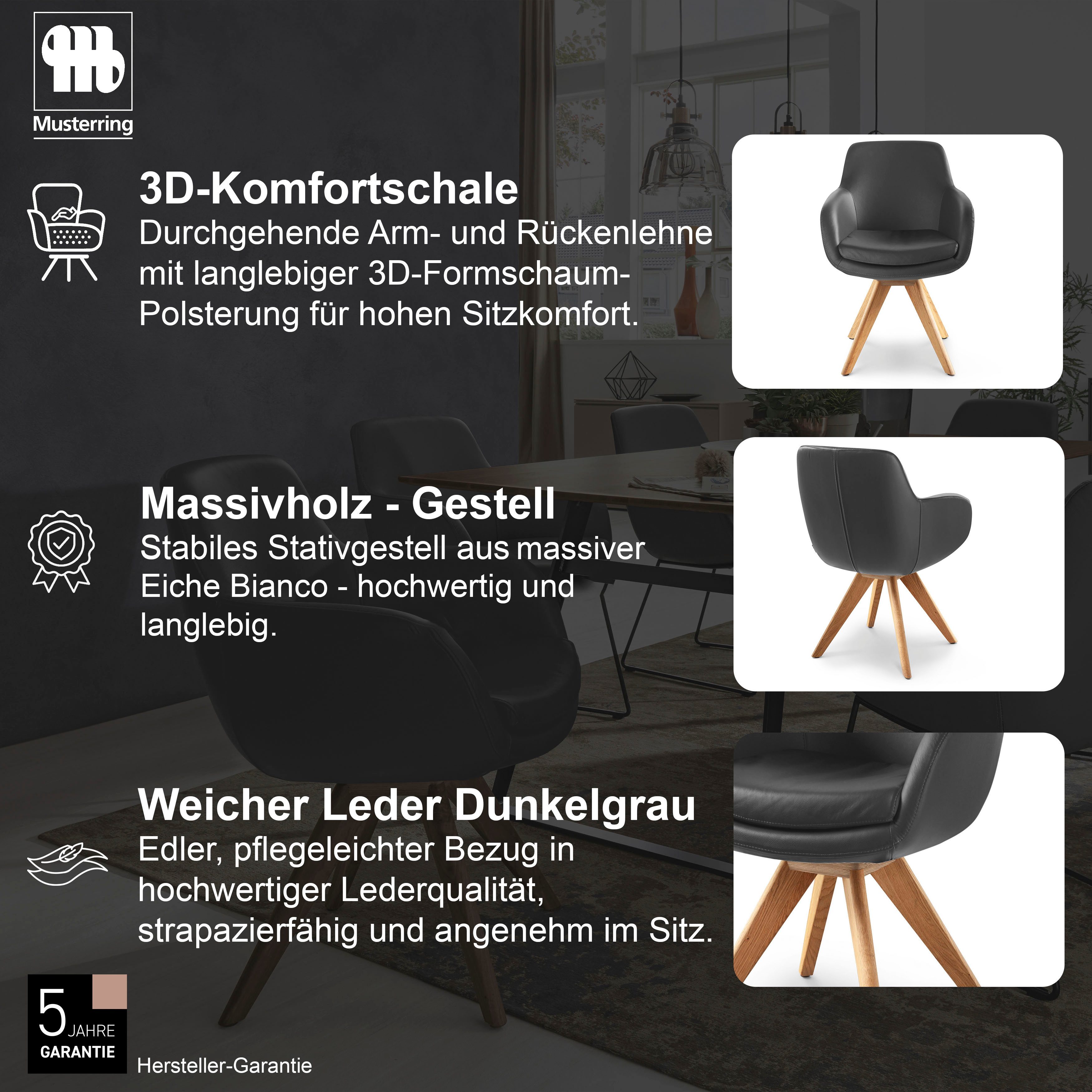 Musterring Esszimmerstuhl Tavia (Set, 2 St), Stativgestell Eiche Bianco, Drehfunktion optional, diverse Farben