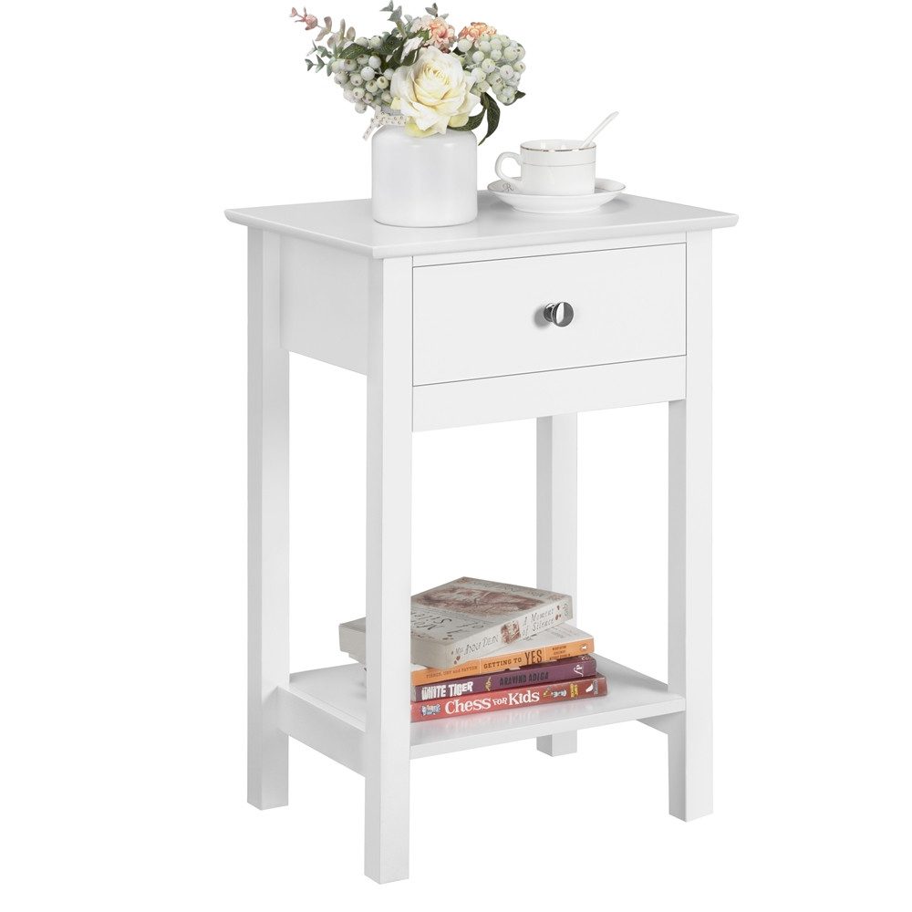 Yaheetech Nachttisch (1-St), Beistelltisch mit 1 Schublade & 1 Offener Ablage, 40 × 30 × 61 cm