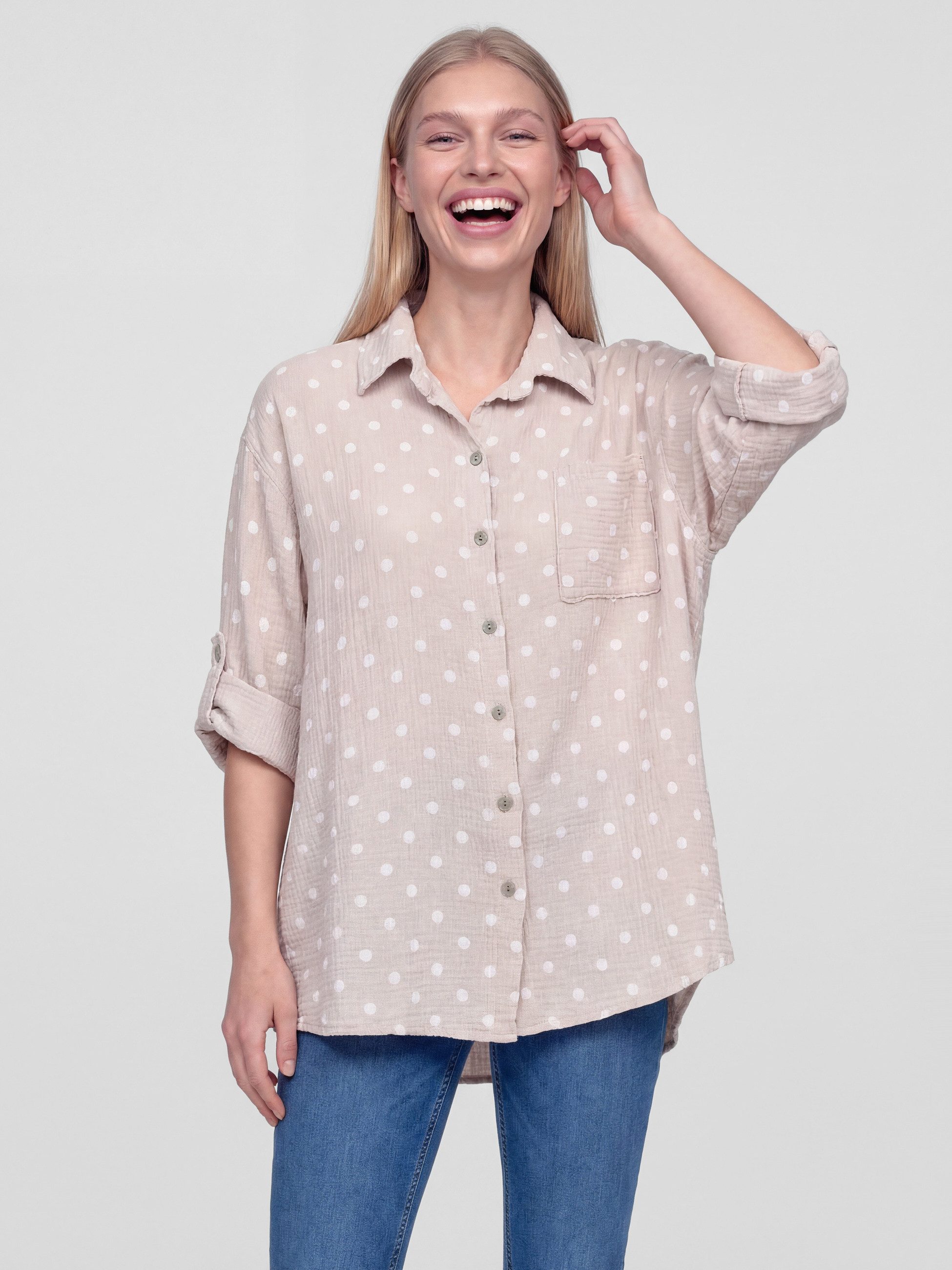 Hemdbluse Oversized Musselin Bluse