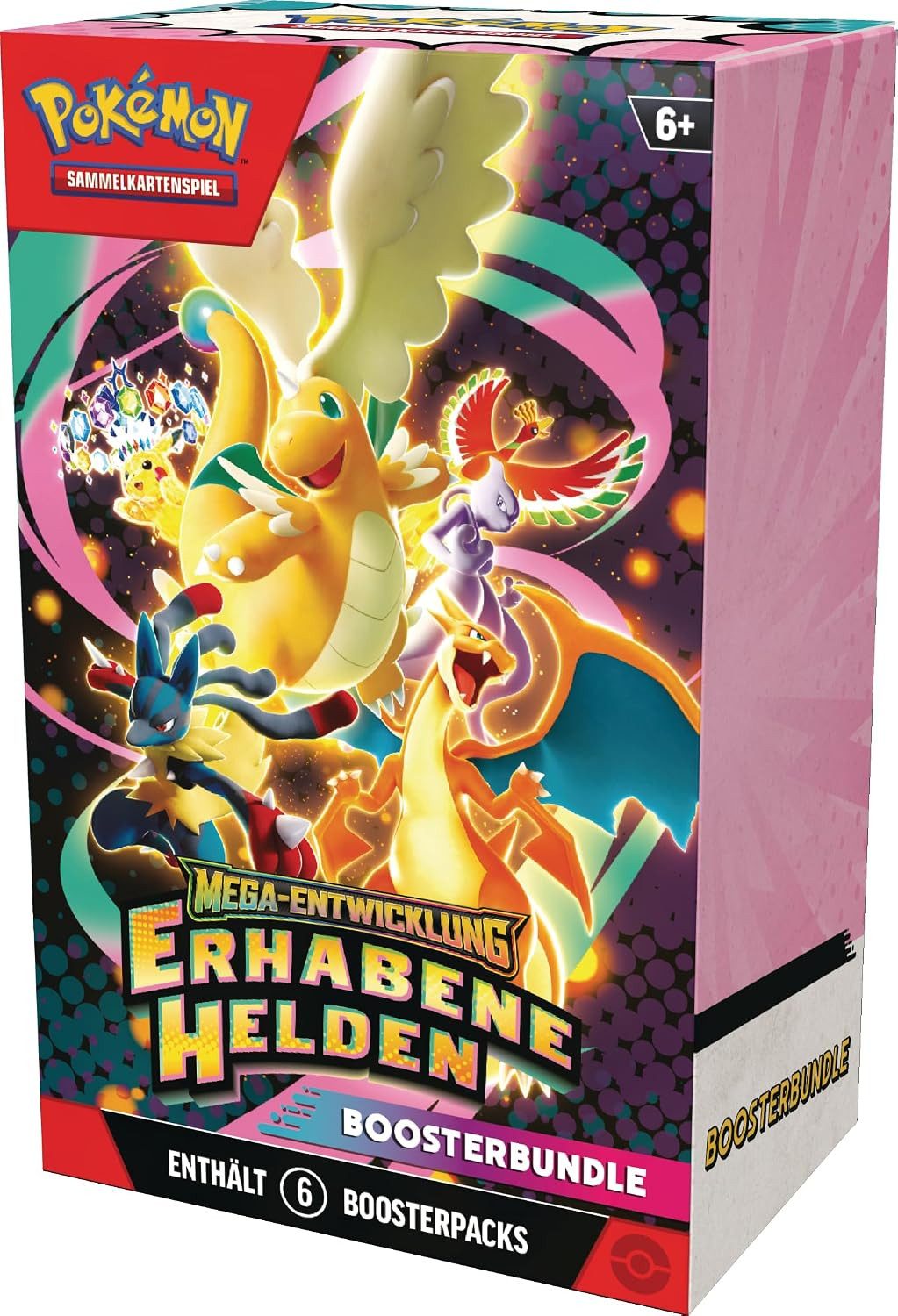 POKÉMON Sammelkarte Booster Bundle Erhabene Helden (6 Packs) Mega-Entwicklung