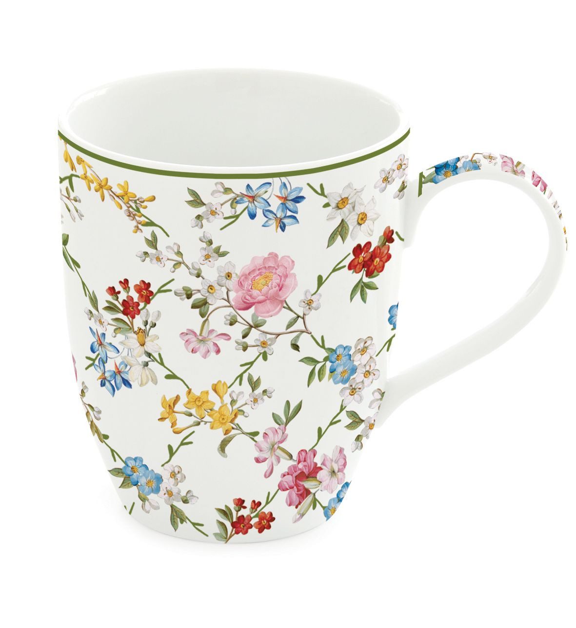 EasyLife Tasse Garden Dreams, Porzellan, Spülmaschinengeeignet, Mehrfarbig, Motiv: Blumenranken