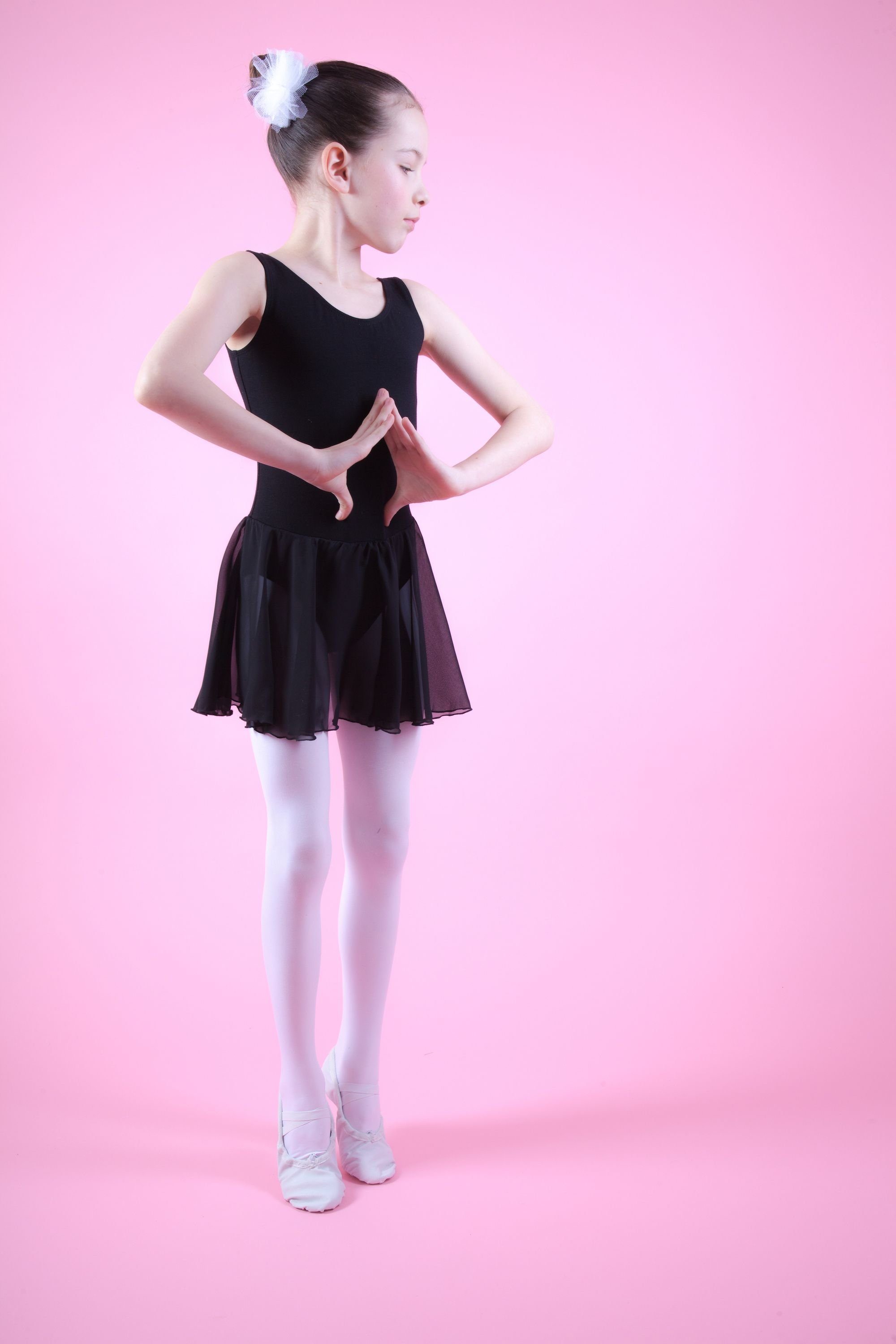Trikot mit Baumwollmaterial Chiffonkleid aus wunderbar schwarz Röckchen Ballett weichem Mädchen Minnie Chiffon für tanzmuster Ballettkleid