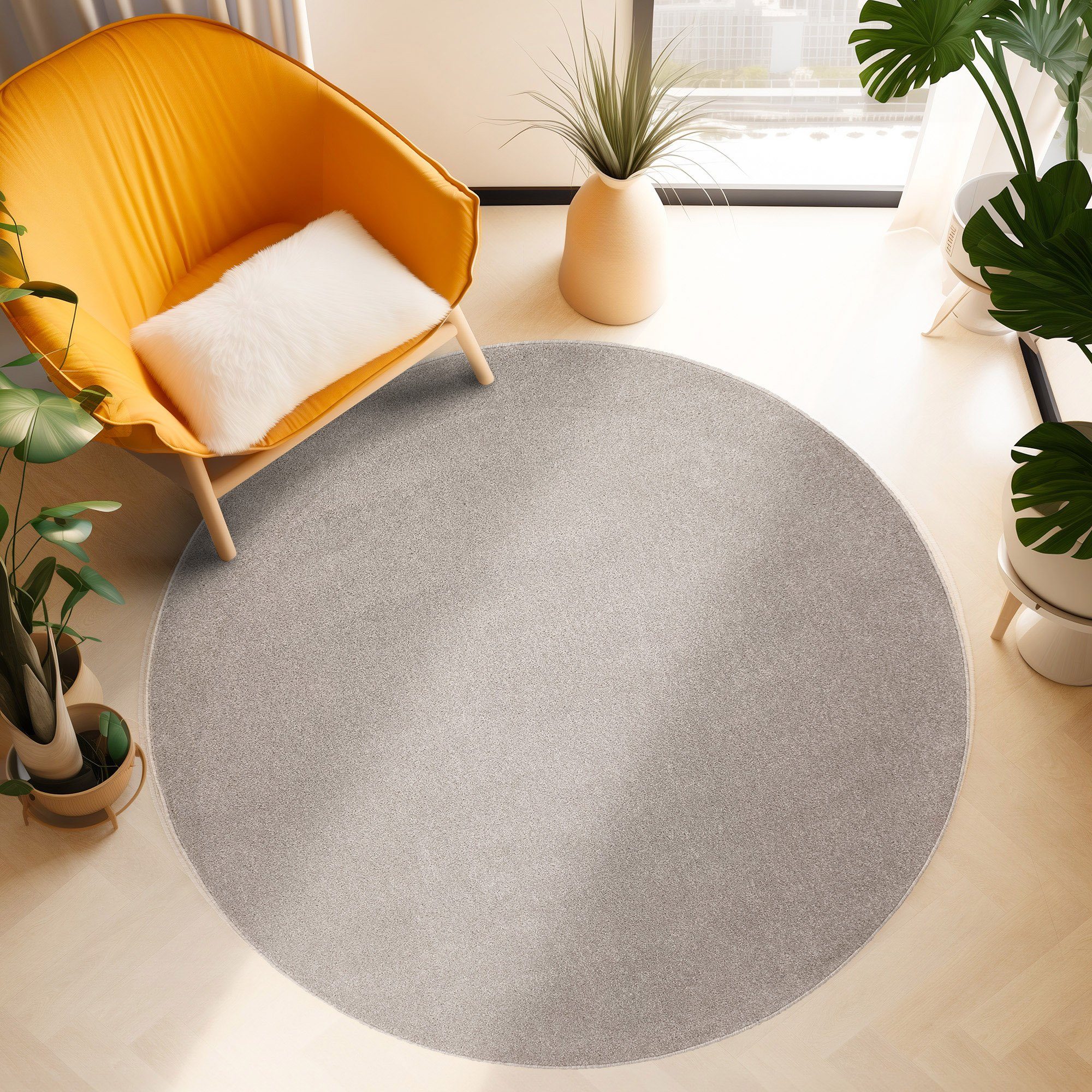 SIMPEX24 Teppich Unicolor - Einfarbig, Rund, Höhe: 11 mm, Einfarbig Kurzflo günstig online kaufen