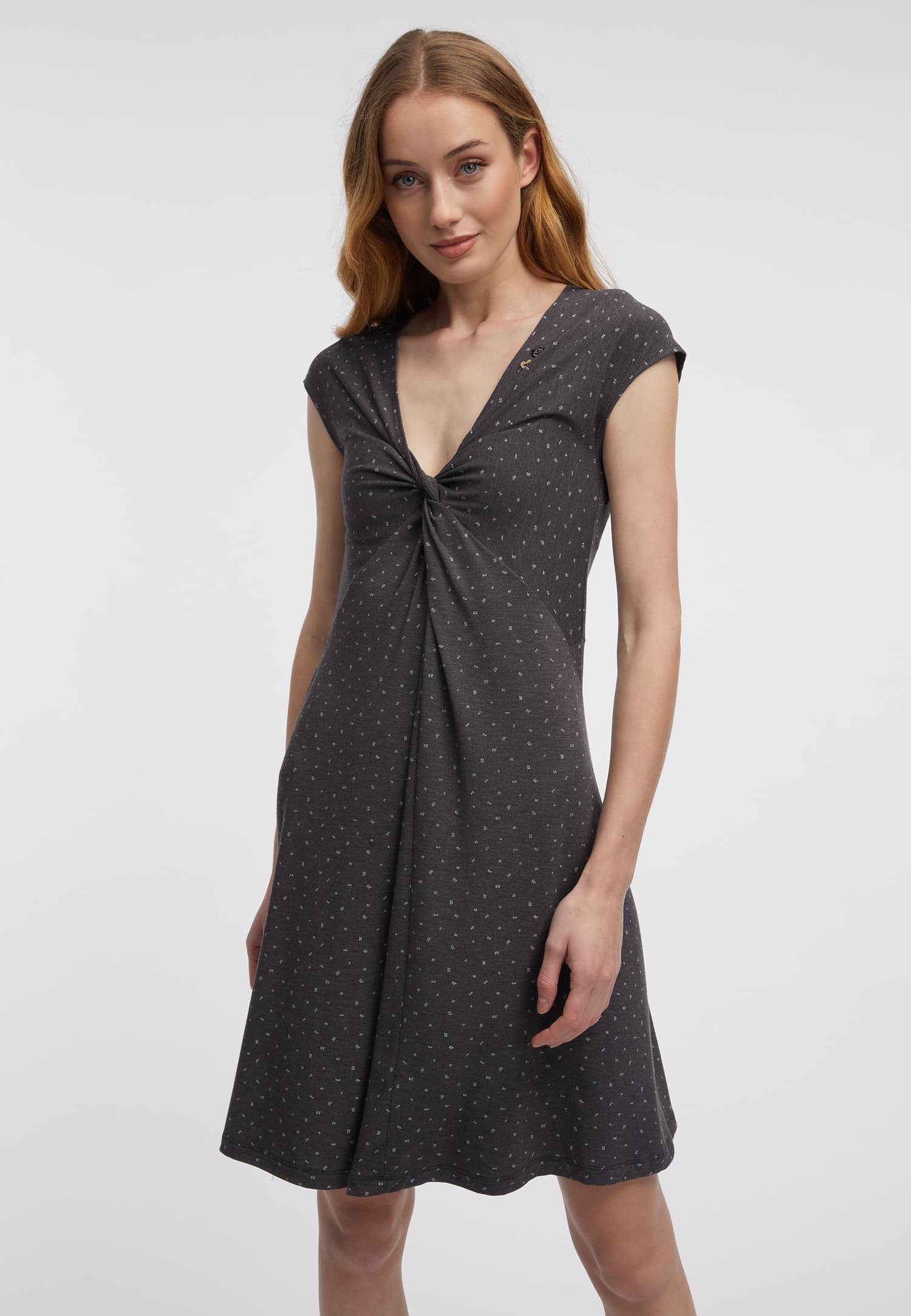 Ragwear Shirtkleid COMFREY Ausschnitt mit Knotendetail und Zierknöpfen