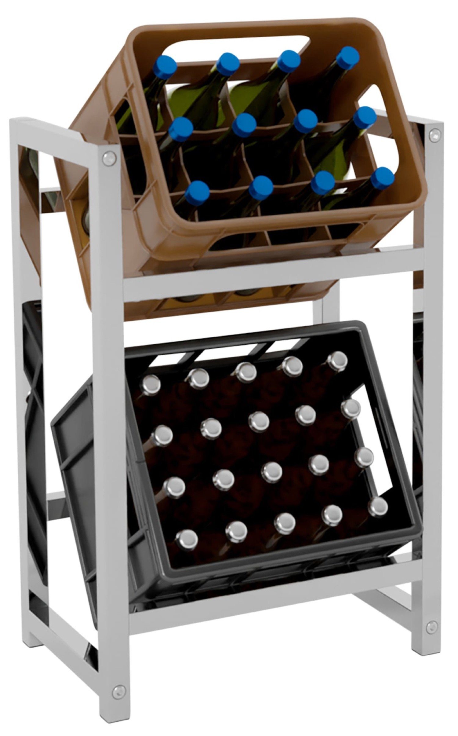 TPFLiving Standregal Getränkekistenständer Star - Getränkeregal für 2 Kisten in chrom, Kastenständer für Getränkekisten - Flaschenregal, Getränkekistenregal mit den Maßen (HxB xT): 75 x 47 x 31 cm