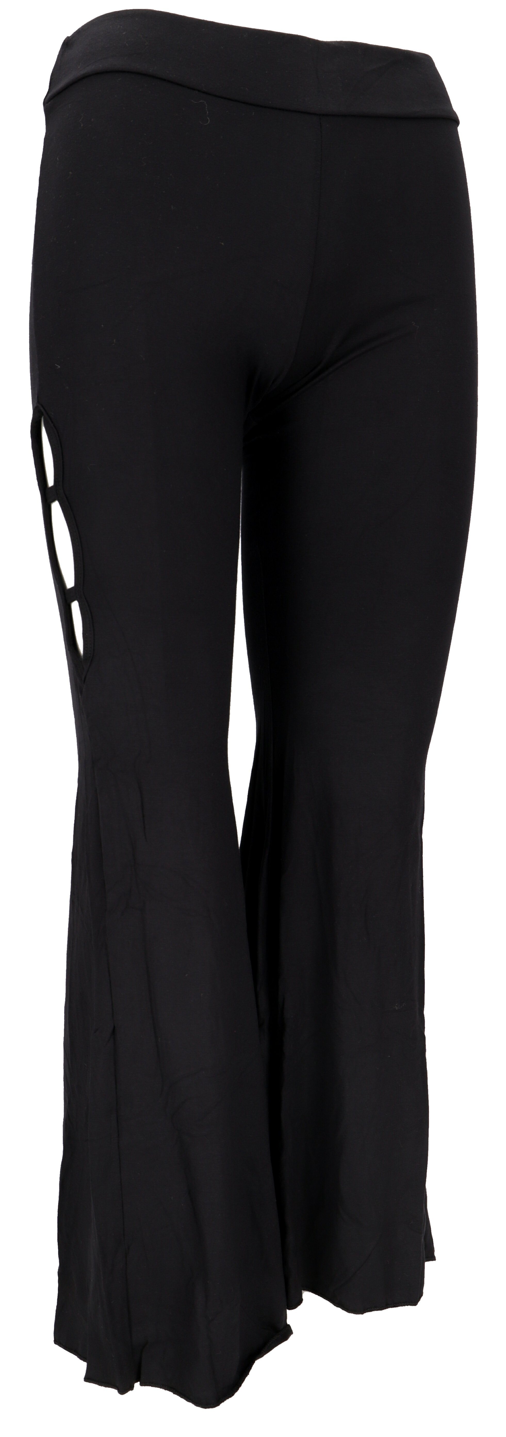 Guru-Shop Hose & Shorts Leggings mit Schlag, Boho Schlaghose cut out -.. alternative Bekleidung