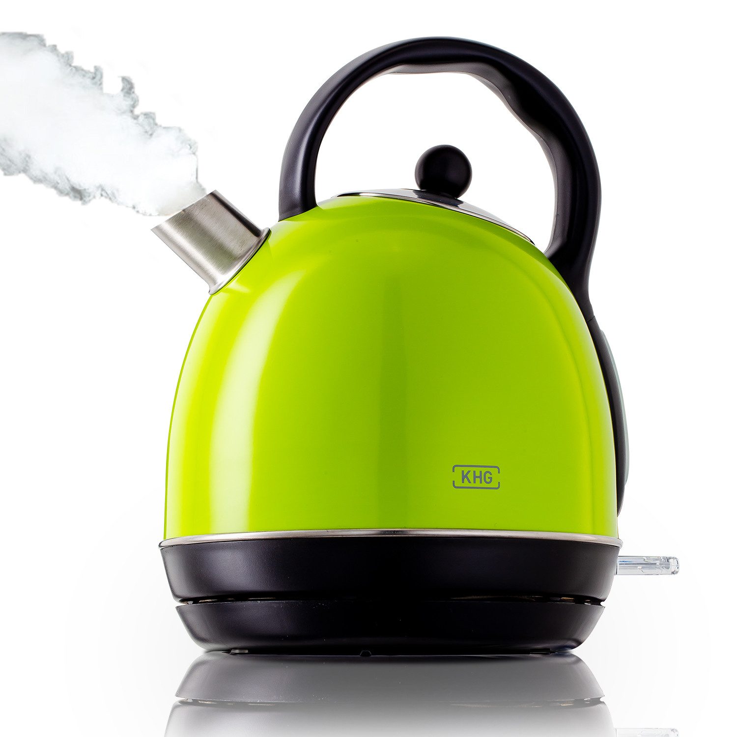 KHG Wasserkocher Kessel-Wasserkocher WK-1711 Retro in grün aus Edelstahl, 1,7 Liter, 1.7 l