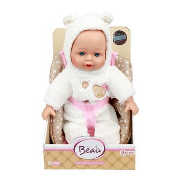 Toi-Toys Babypuppe Babypuppe in Bären-Jacke und Kindersitz 33cm