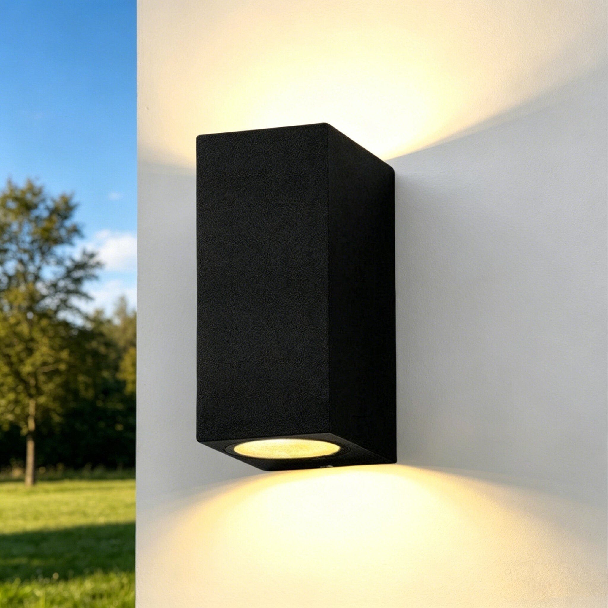 LETGOSPT Wandleuchte LED Außenleuchte Wand GU10 Wandlampen Wand-Spot Up & Down Leuchten, Up Down Abstrahlwinkel, LED wechselbar, Warmweiß, Wandleuchte inkl. GU10 Glühbirne,IP54 Wasserdichte für Balkon, Gehweg