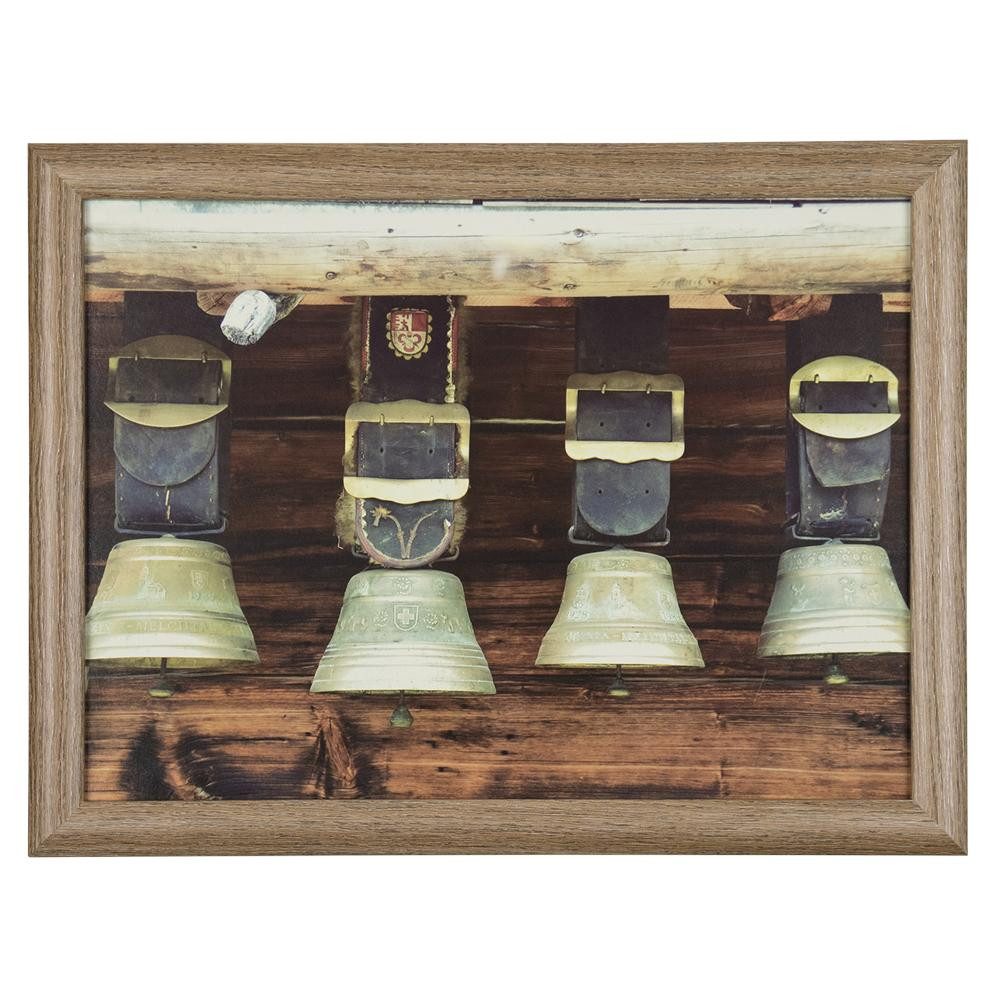 INNA-Glas Dekokissen Deko Kissen BJARKA, Kuhglocken Motiv, braun-weiß-schwarz, 43x33x7cm