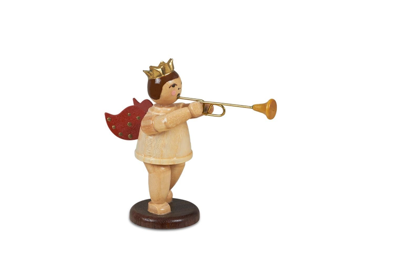 Krone und Höhe mit Holzfigur Aidatrompete Musikengel 6,5cm Engelfigur NEU