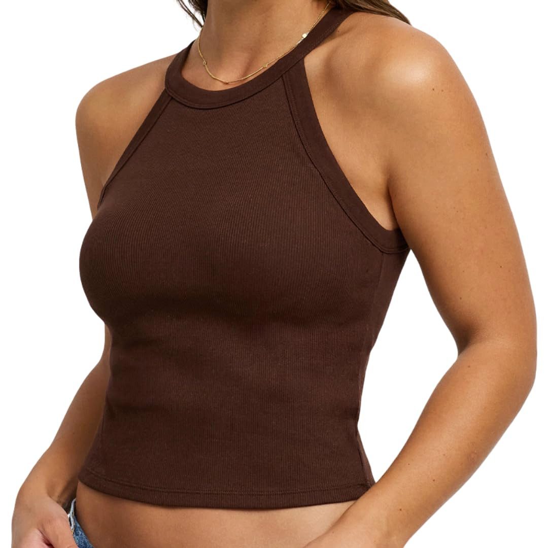 cfab (creamy fabrics) BH-Hemd Neckholder Bratop-Ash Brown-L (1-tlg)