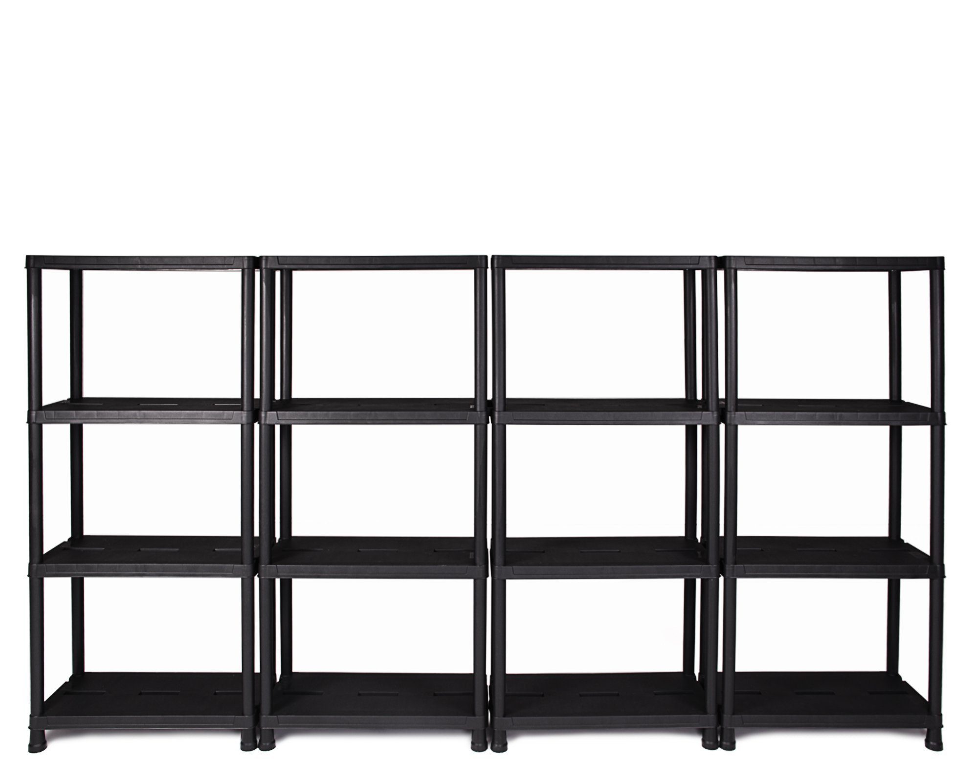 ONDIS24 Steckregal Regal, Lagerregal, 60 x 30 x 131 (H) cm, 12 Zoll, 4-tlg., Kunststoff, anthrazit, bis maximal 125 kg belastbar