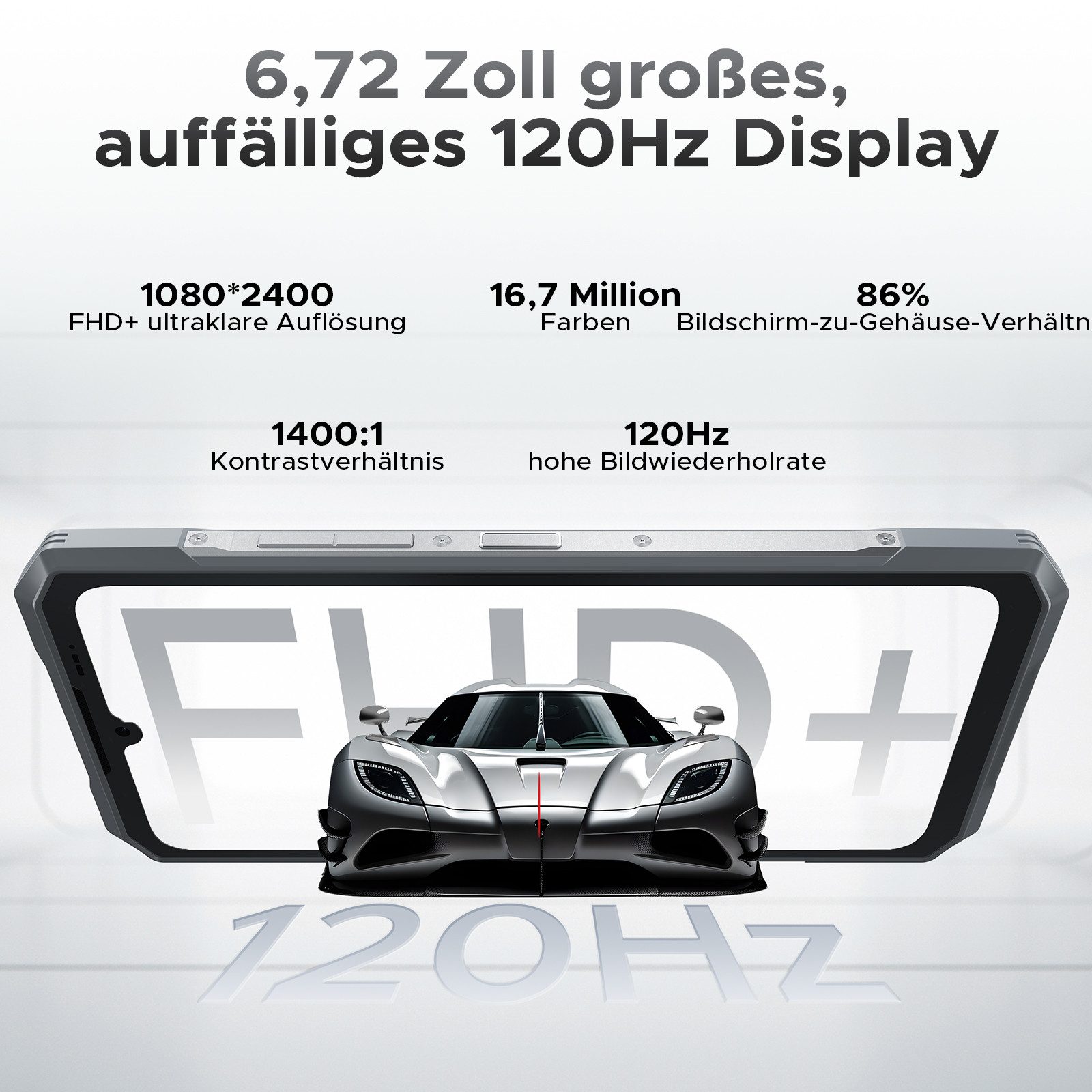 DOOGEE BLADE GT ULTRA 5G Outdoor Handy Ohne Vertrag Smartphone (6.72 Zoll, 512 GB Speicherplatz, 100 MP Kamera, 120 Hz/ LED Licht/ 5500mAh/ 33W/ NFC/ OTG/ Face ID)