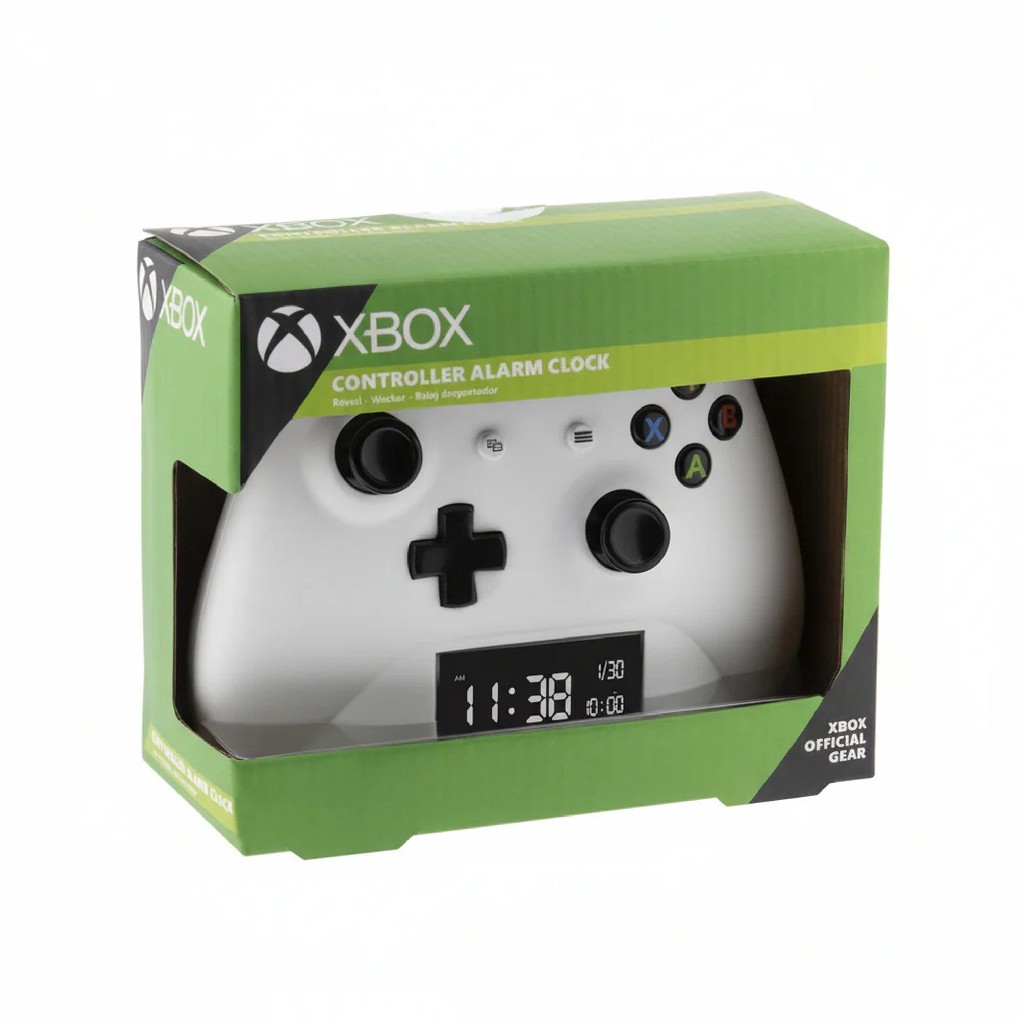 Paladone Product Tischuhr Xbox Controller Wecker Weiß Digital LED USB Gaming-Deko Digitalanzeige, Schlummerfunktion, Hintergrundbeleuchtung