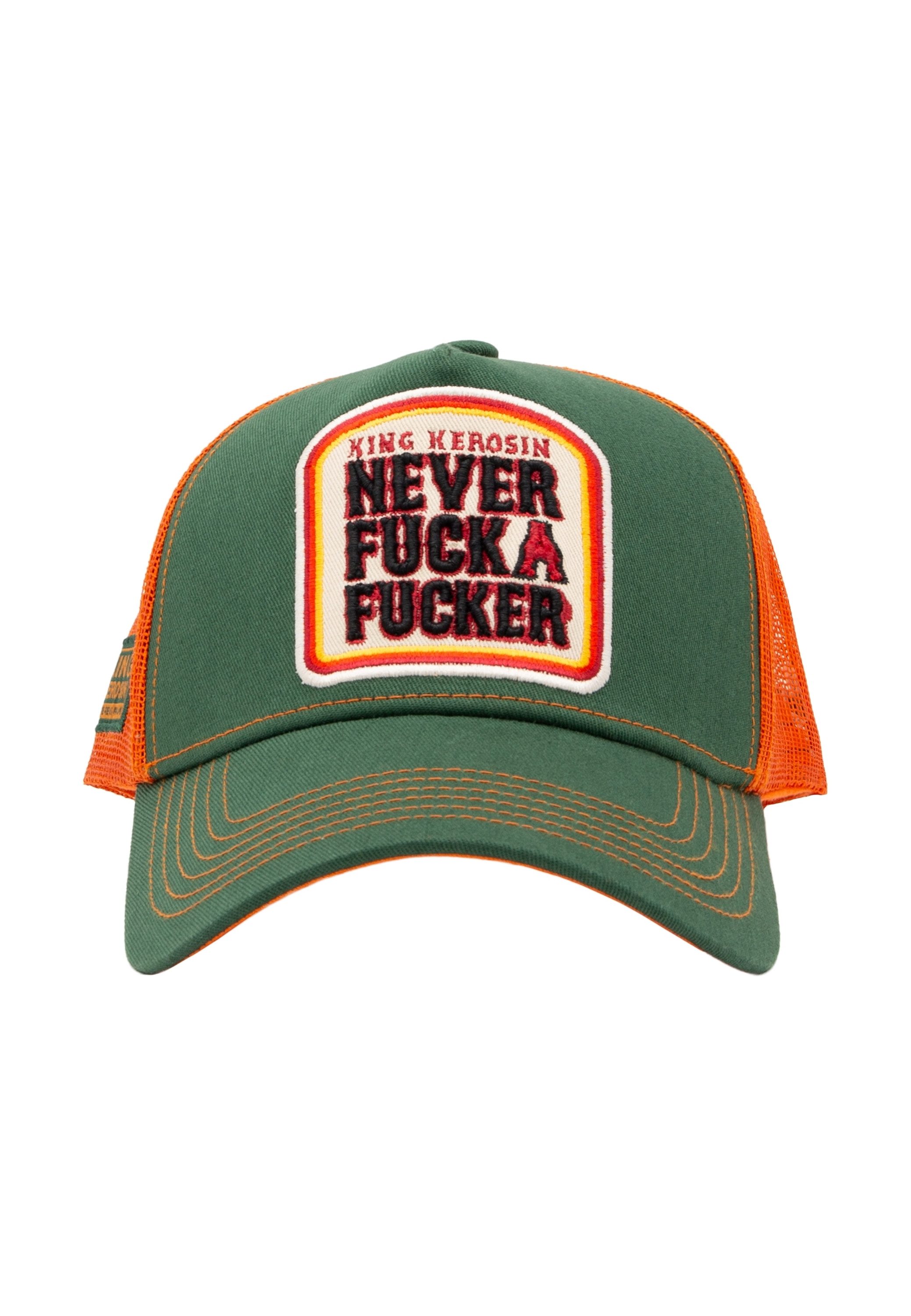 KingKerosin Trucker Cap Never Fuck A Fucker (1-St) mit Frontstickerei in 3D-Optik
