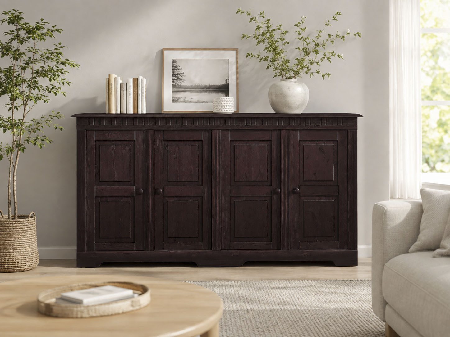 OTTO home Sideboard Lisa, Kommode aus massivem Kiefernholz, Breite 158,5 cm