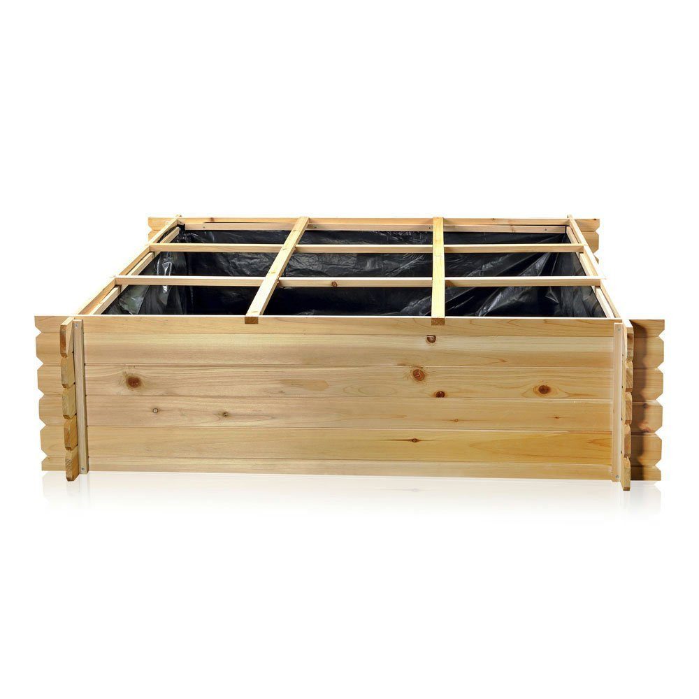 Mucola Hochbeet Garten Hochbeet Blumenkasten 140x140x36 CM Gemüsebeet Pflanzkasten (Stück, 1 St., Hochbeet), Schwarze Innenfolie für bestmöglichen Schutz