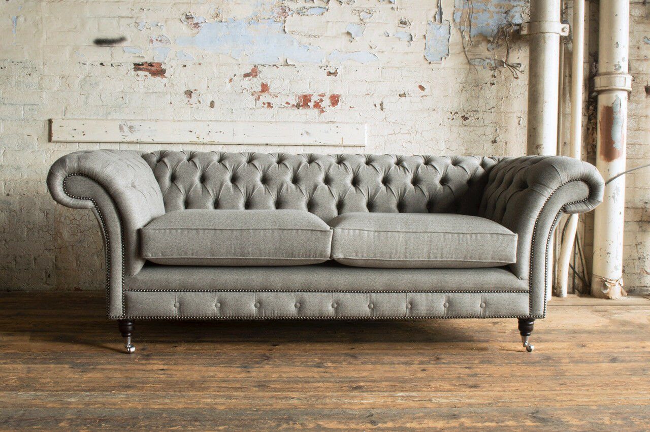 Möbel Knöpfen. Die Zimmer 3er Couch Sofa Dreisitzer Moderne, Chesterfield-Sofa Sitz mit JVmoebel Design Polster Rückenlehne