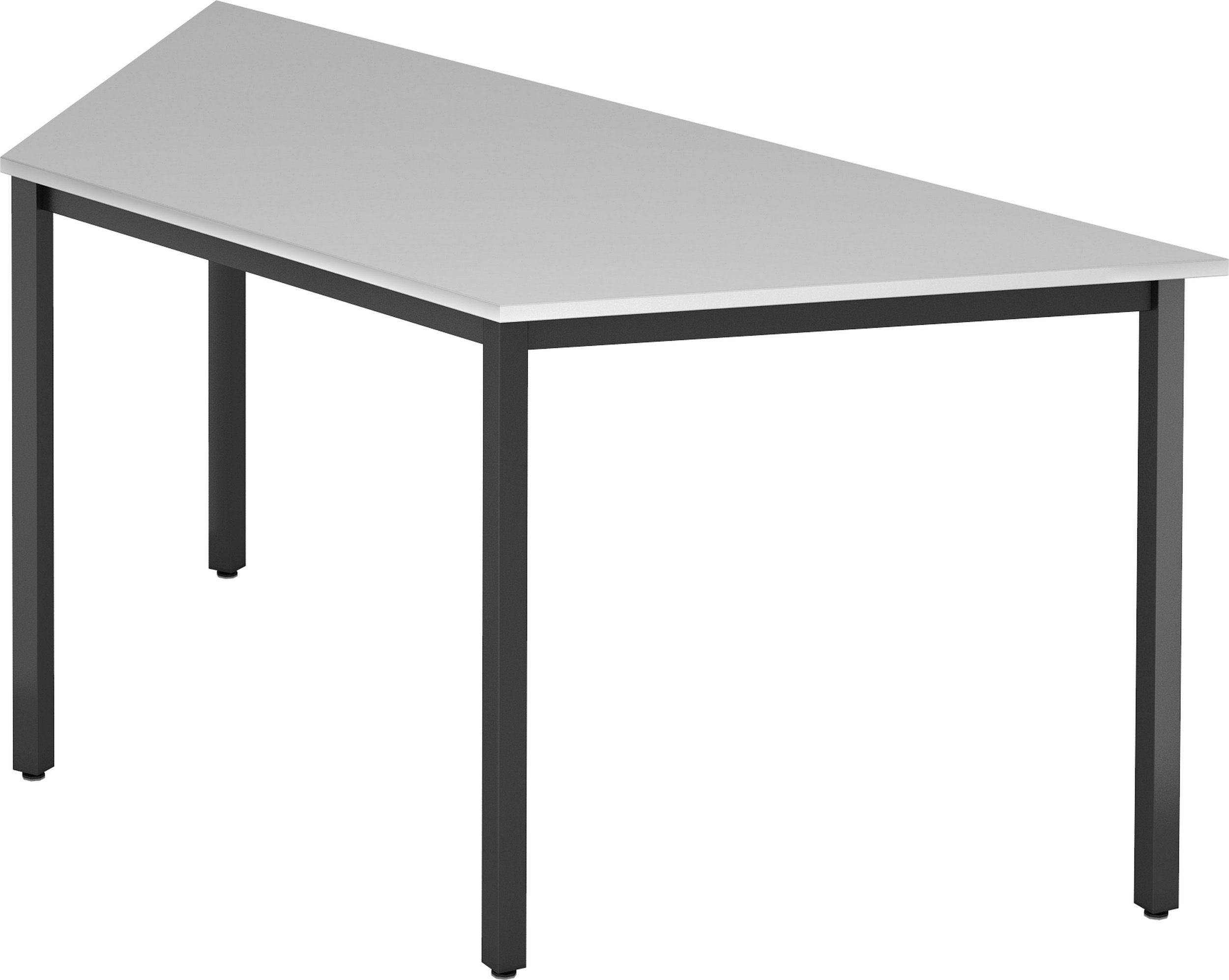 bümö Konferenztisch Besprechungstisch Serie-D, Trapez: 160x69 cm - Dekor: Grau - Gestell: Vierkantrohr schwarz