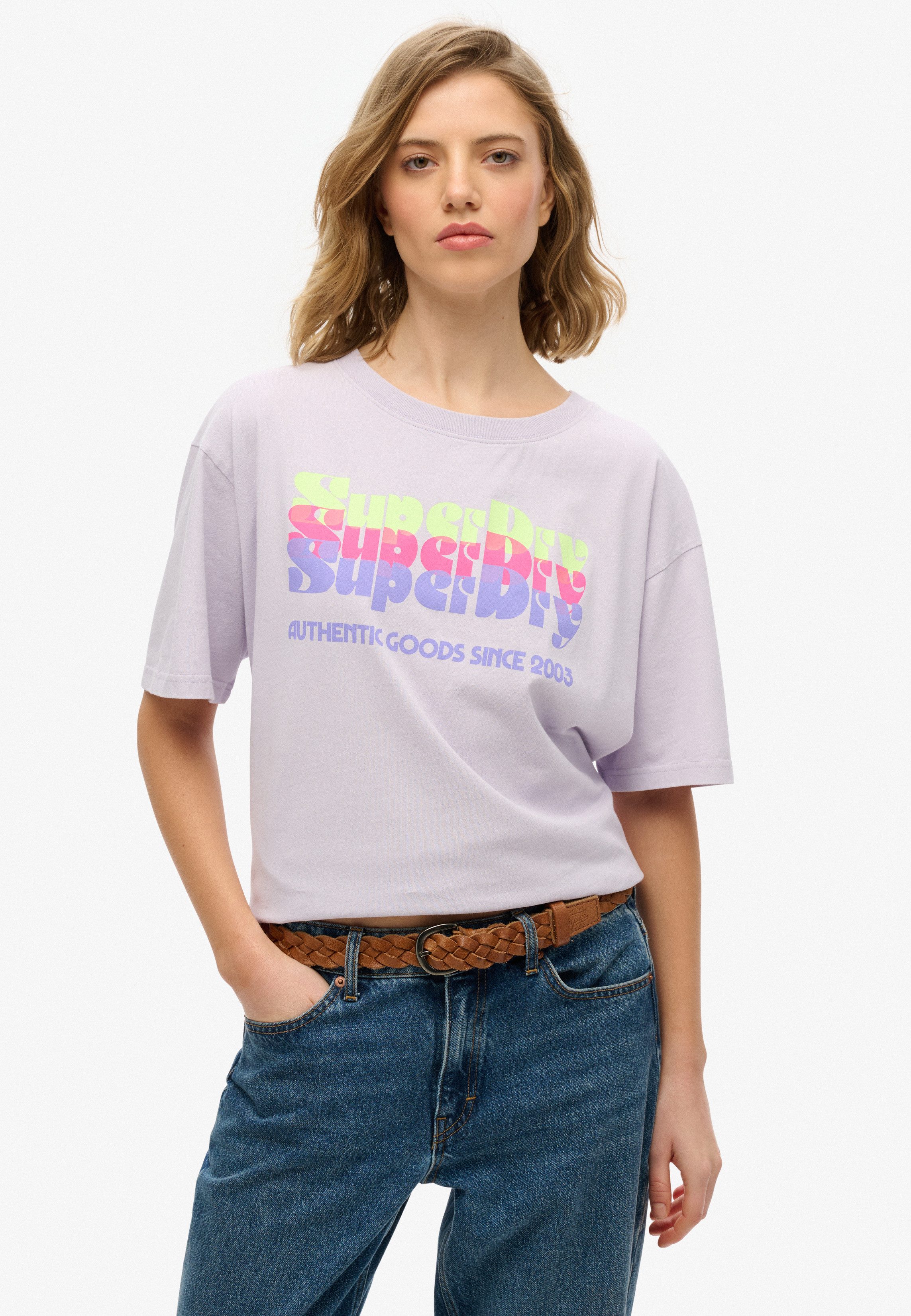 Superdry Rundhalsshirt SU-NEON RAINBOW OVERSIZED TEE günstig online kaufen