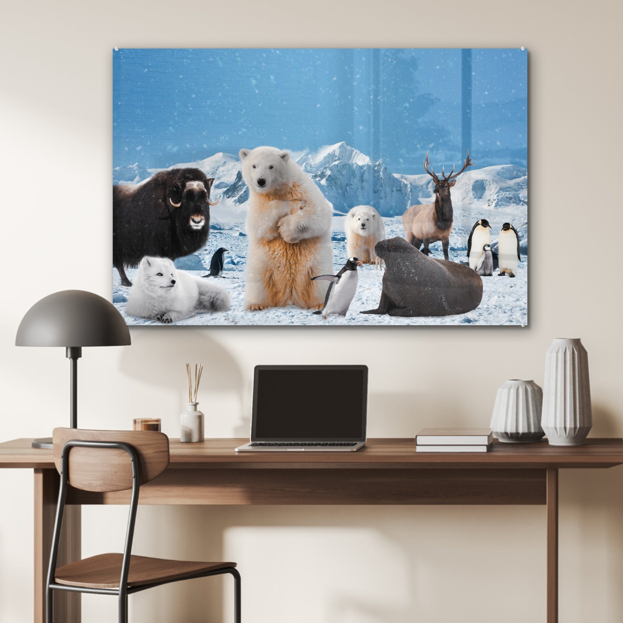 Große - MuchoWow Fünf (1 - Tiere Arktis, Schlafzimmer & Acrylglasbilder St), Acrylglasbild Wohnzimmer