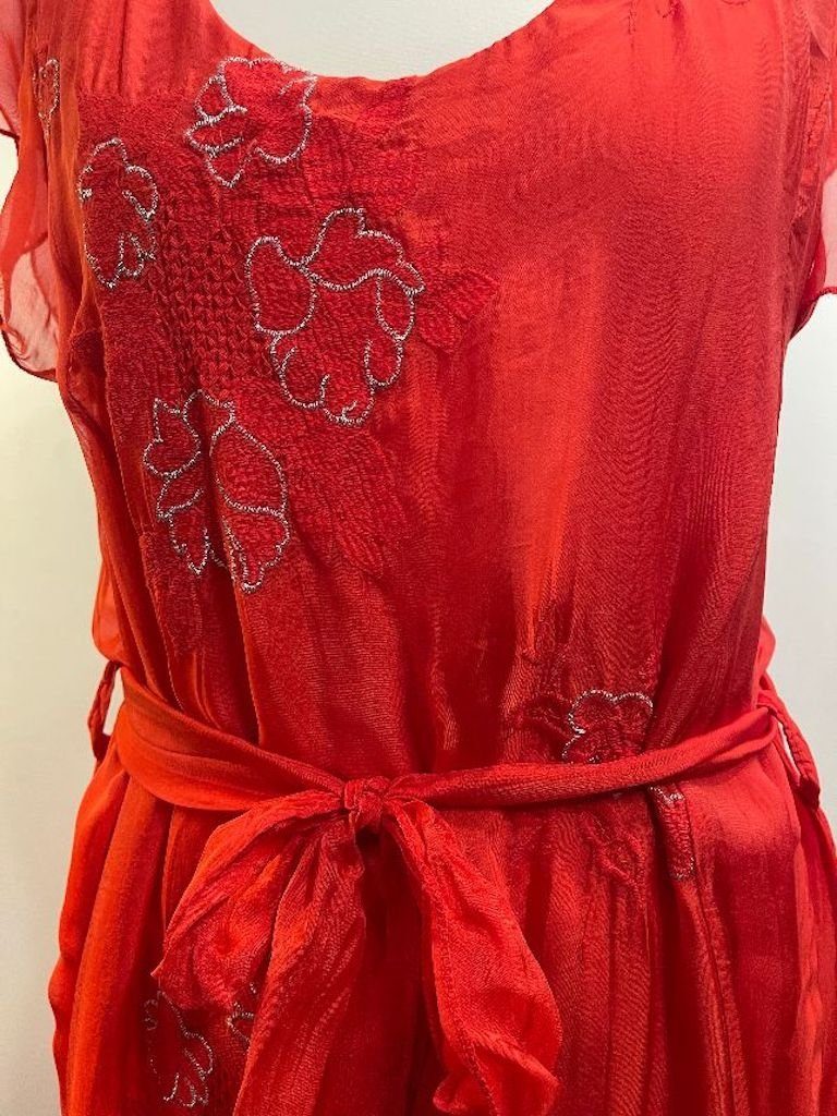 BZNA Seidenkleid mit Muster Herbst Rot Sommerkleid Kleid Sommer