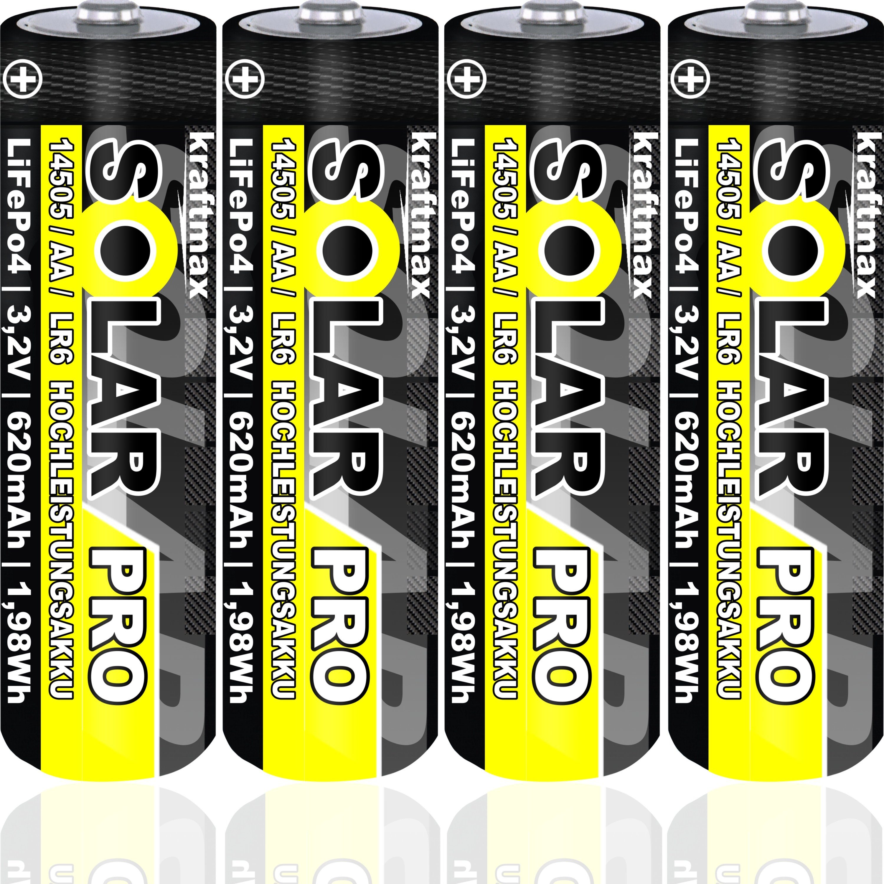 kraftmax 4 er Pack SOLAR pro Mignon AA Akkus -3,2V / 1,92Wh / 14505 - LiFePo4 Akku (1 St)