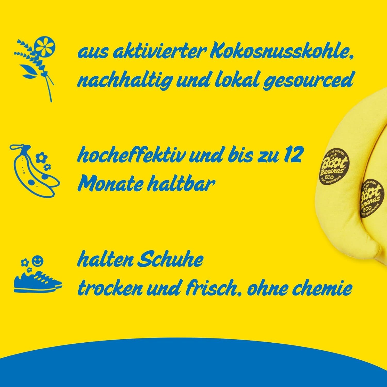 Boot Bananas Schuhdeo Boot Bananas Eco Travel Schuhdeo gegen Gerüche (2er Schuhdeo-Set, 1-St., 2er Set Schuhdeos (je nach Packungsgröße), Schuhdeo mit Aktivkohle zur Geruchskontrolle 100 % natürliche