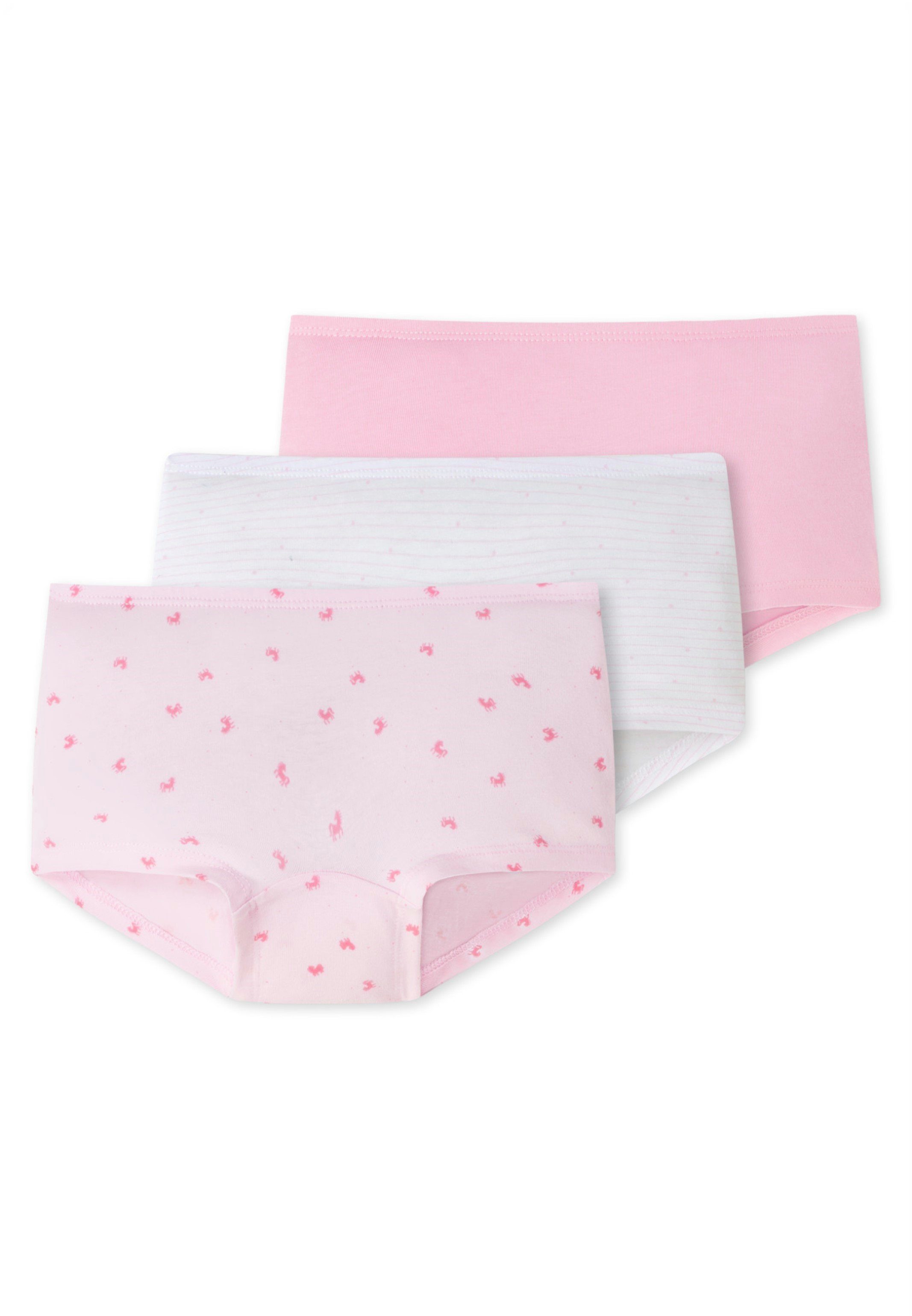 Schiesser Panty Girls - Short Slip Weiß/Rosa-911 Baumwolle Organic (Spar-Set, 95/5 3er Pack Cotton 3-St) Kids 