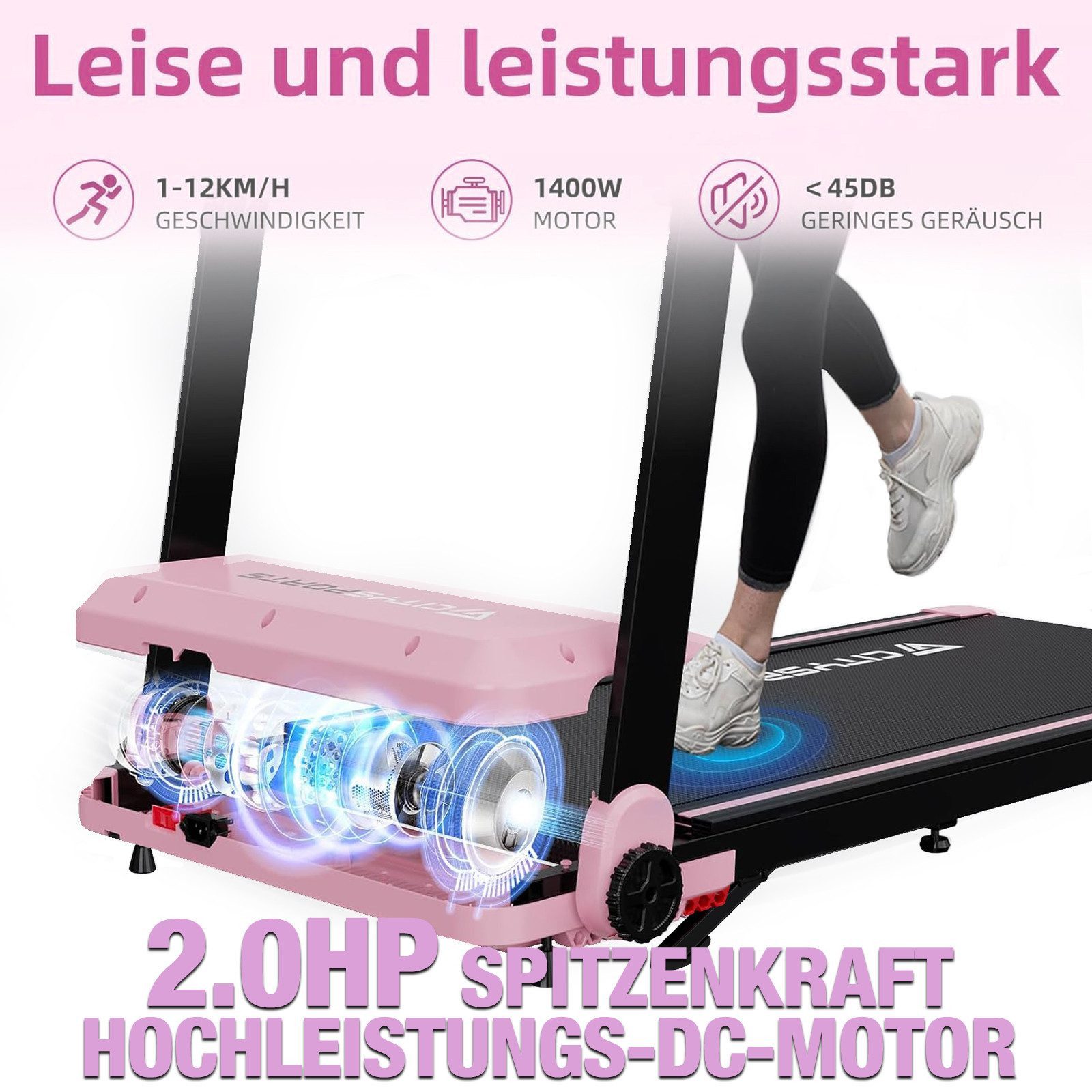 CITYSPORTS Laufband WP9 (Mit toolkit, Schmiermittel), Klappbares Laufband bis 12 km/h mit APP walking jogging pad
