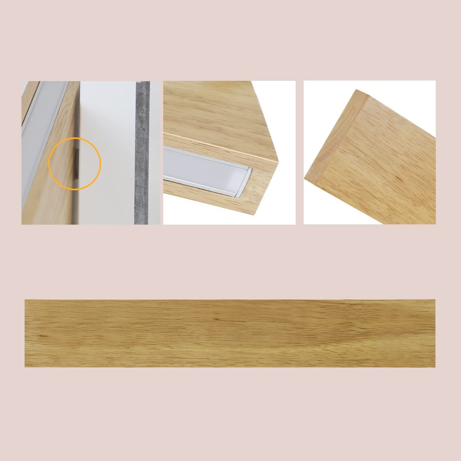 ZMH LED Wandleuchte innen Wandlampe Holz Modern Flurlampe Up und Down Design, 300° Drehbar, LED fest integriert, Warmweiß, Wandlampe Holz Modern