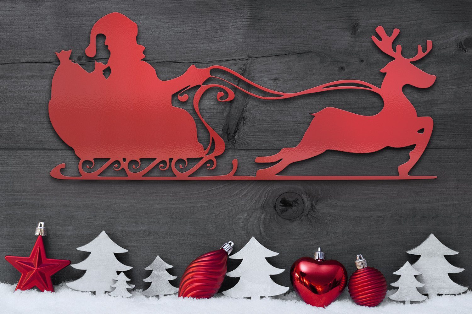 Weihnachtsdeko Stahl WD01-RT Weihnachtsfigur tuning-art Metallschild Rot Weihnachtliches Weihnachtsmann Rot