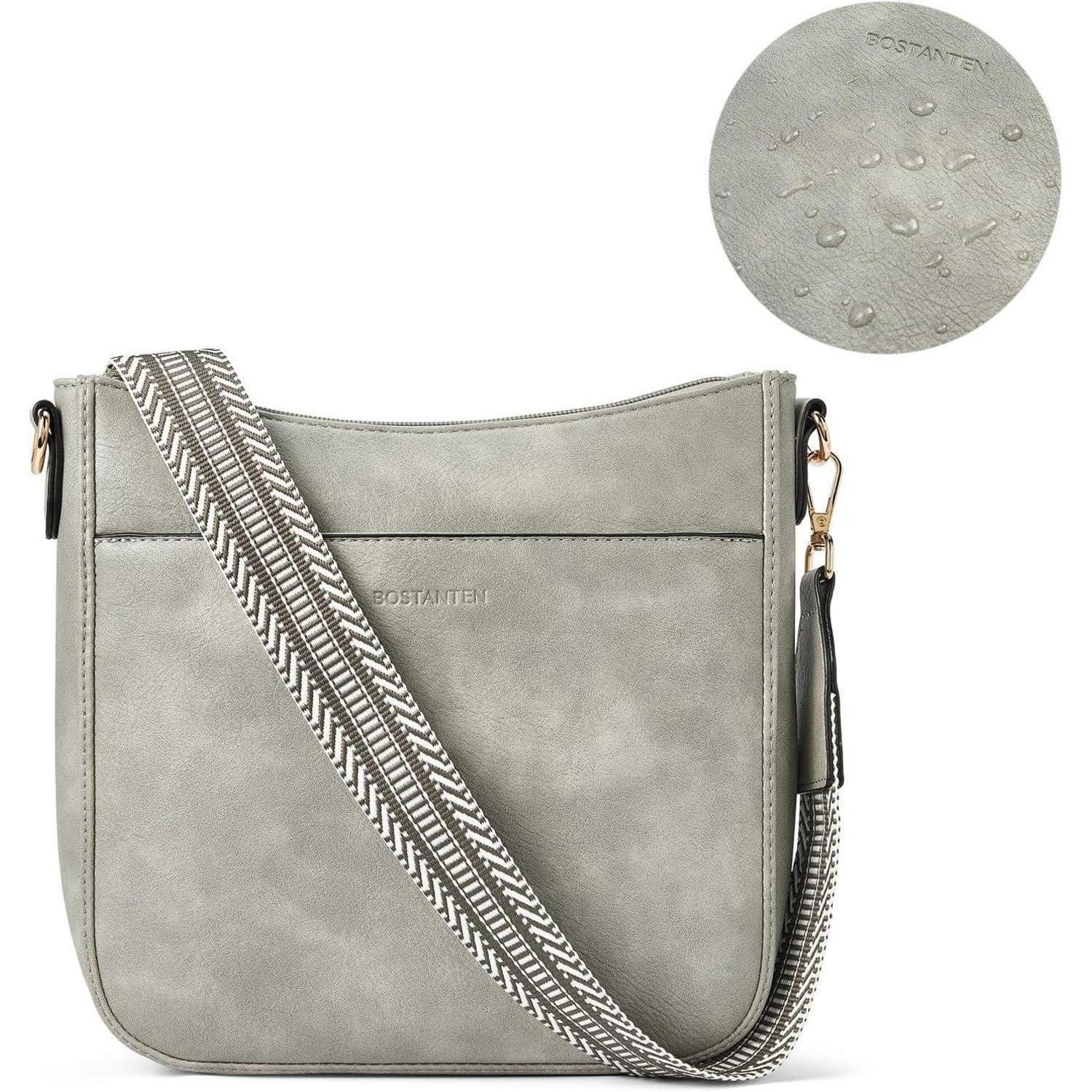 LuxusKollektion Umhängetasche Handtasche Damen Crossbody Leder Schultertasche Riemen 2 grau