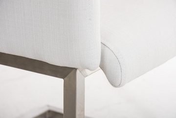 TPFLiving Besucherstuhl Magna mit hochwertig gepolsterter Sitzfläche - Konferenzstuhl (Küchenstuhl - Esszimmerstuhl - Wohnzimmerstuhl), Gestell: Metall Edelstahl - Sitzfläche: Stoff weiß