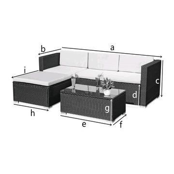 Melko Gartenlounge-Set Gartengarnitur Lounge Polyrattan 5tlg. Sitzgruppe Gartenset, (Set), Schraub-Ausgleich-Standfüße