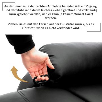 Ulife Relaxsessel TV-Sessel mit Fußstütze ausziehließer Liegestuhl PU Leder, Seitentasche, PU Leder Sessel